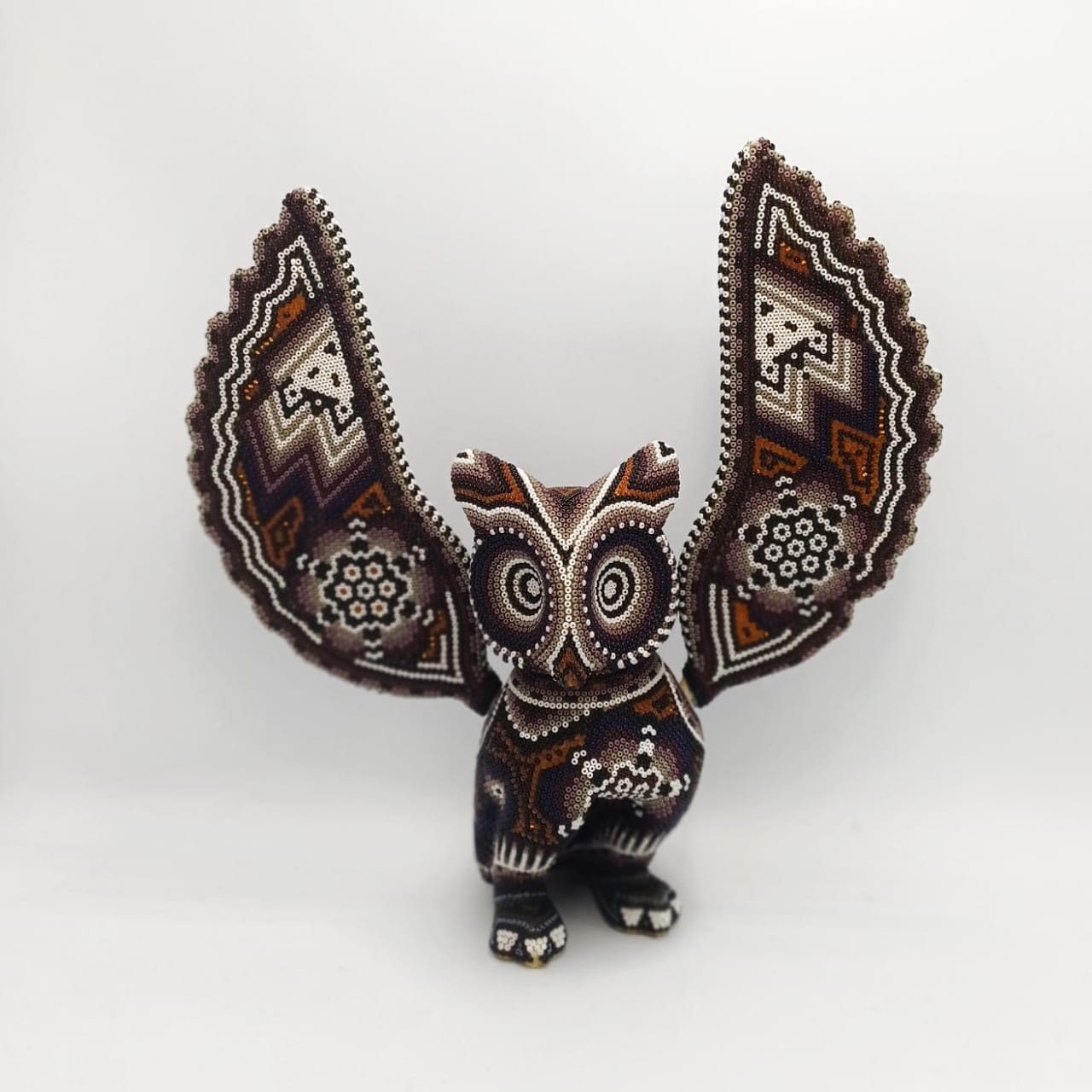 Huichol Hand Beaded Owl By Santos Bautista PP7042