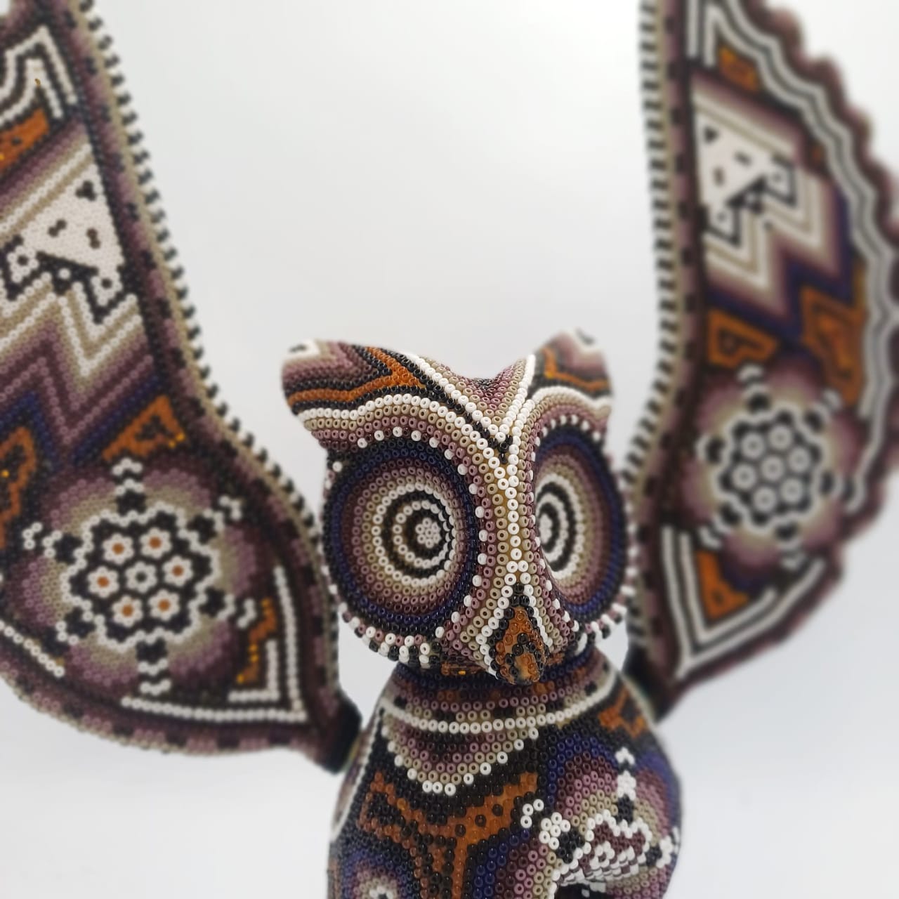 Huichol Hand Beaded Owl By Santos Bautista PP7042