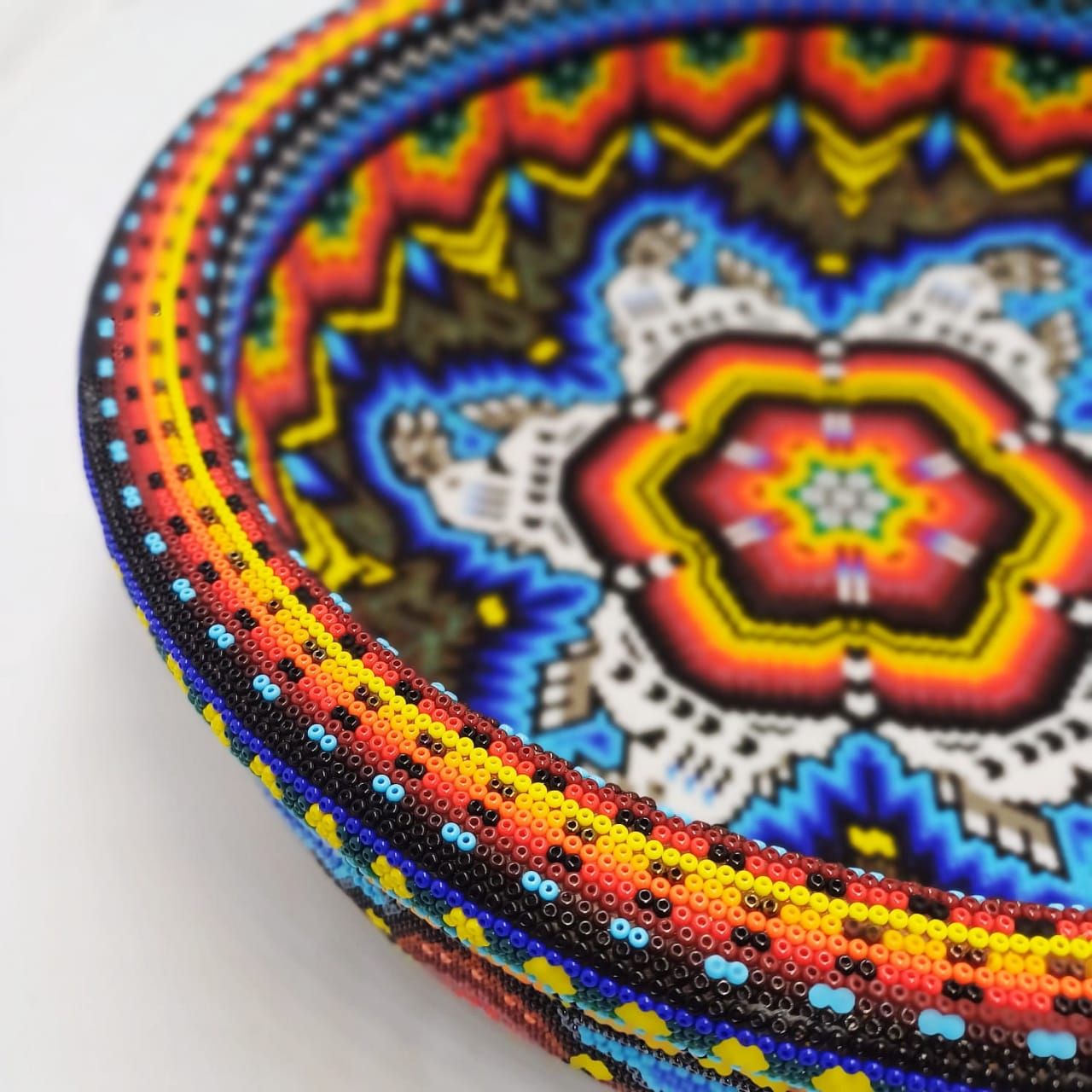 Huichol Hand Beaded Platter By Santos Bautista PP7047