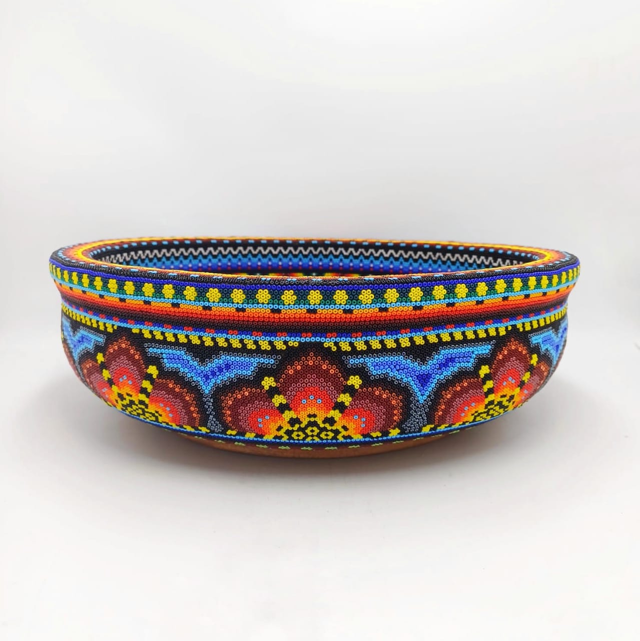 Huichol Hand Beaded Platter By Santos Bautista PP7047