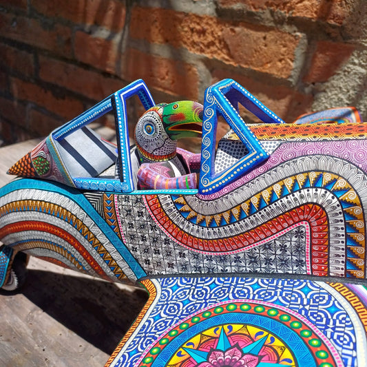 OAXACA Wood Carving Airplane By Manuel Cruz Prudencio PP7106