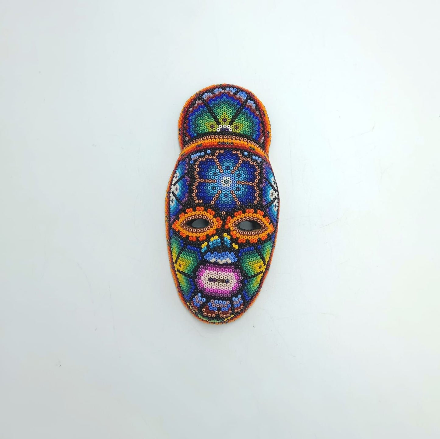 Mexican Huichol Hand Beaded Mask By Octaviano Villa Lopez PP7348