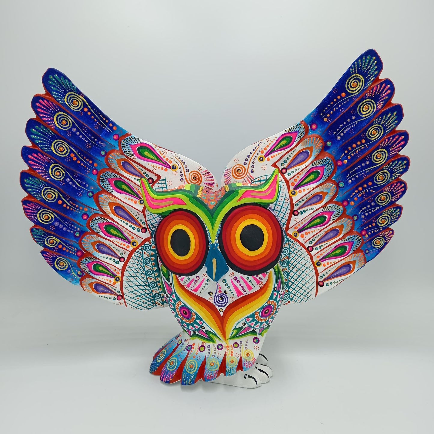 Oaxacan Wood Carving Hand Made Owl By Cesar Melchor Ojeda PP7605
