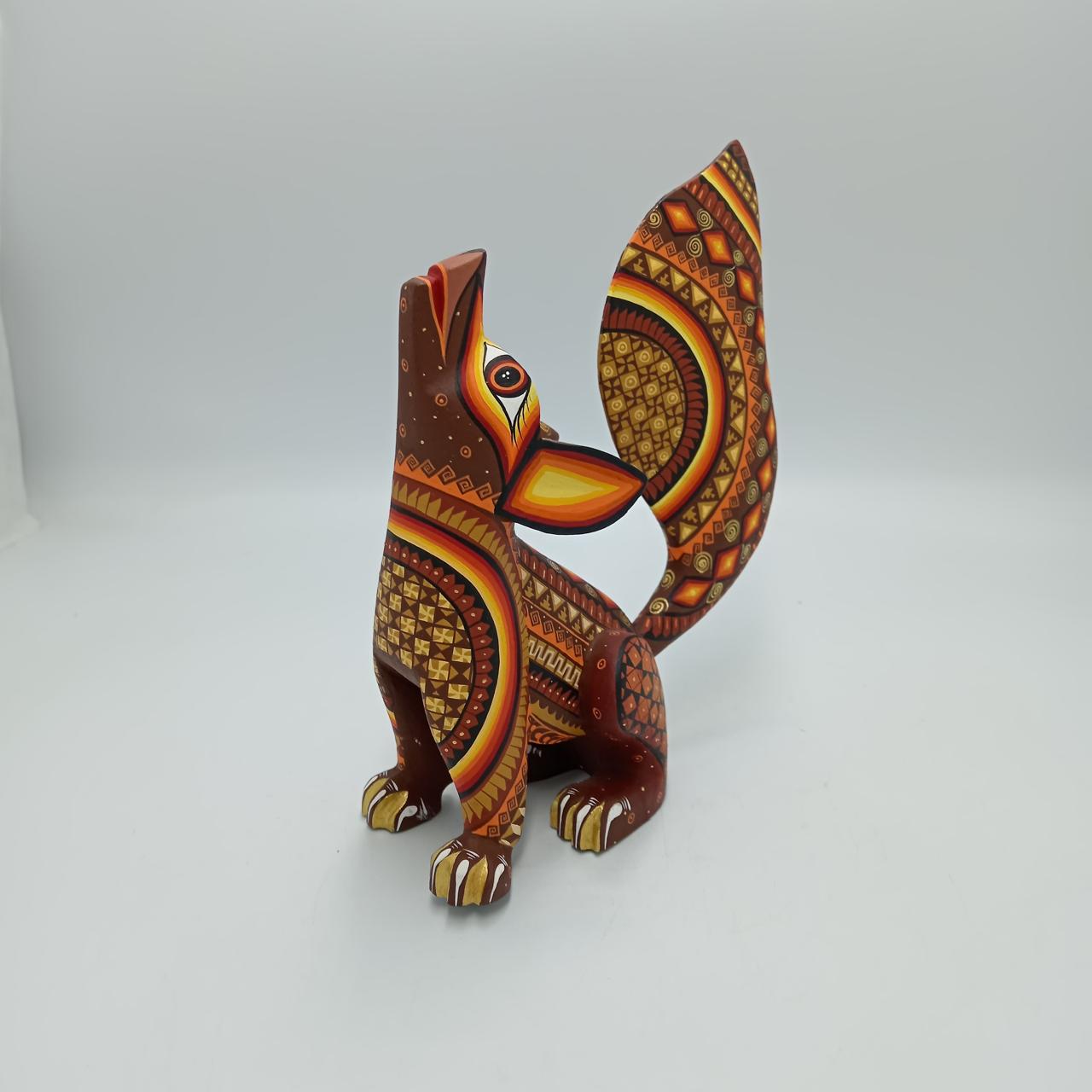 Mexican Oaxacan Wood Carving Coyote By Ivan Fuentes PP7687
