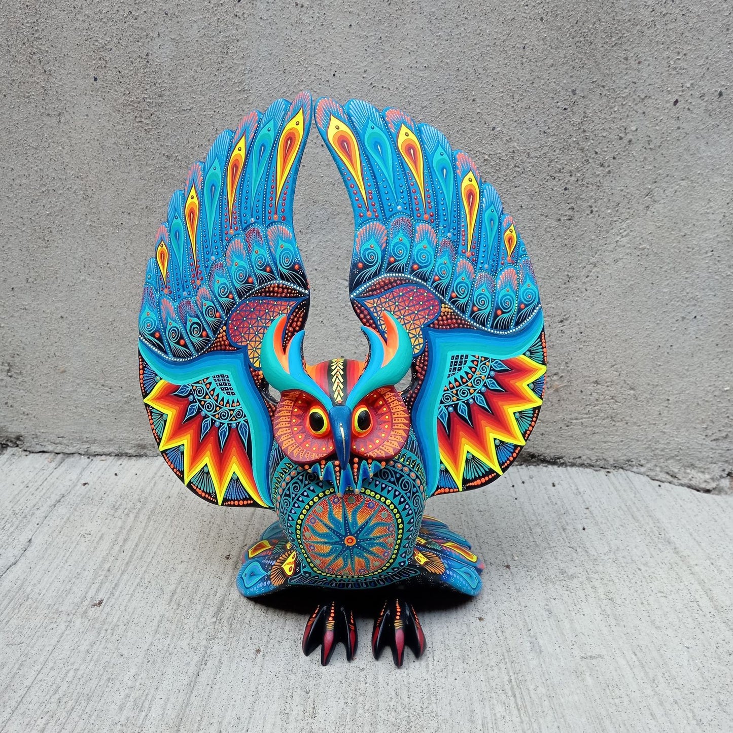 Mexican Folk Art Oaxacan Wood Carving Alebrije Hand Made, Owl By Luis Sosa PP7771