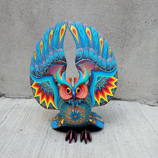 Mexican Folk Art Oaxacan Wood Carving Alebrije Hand Made, Owl By Luis Sosa PP7771