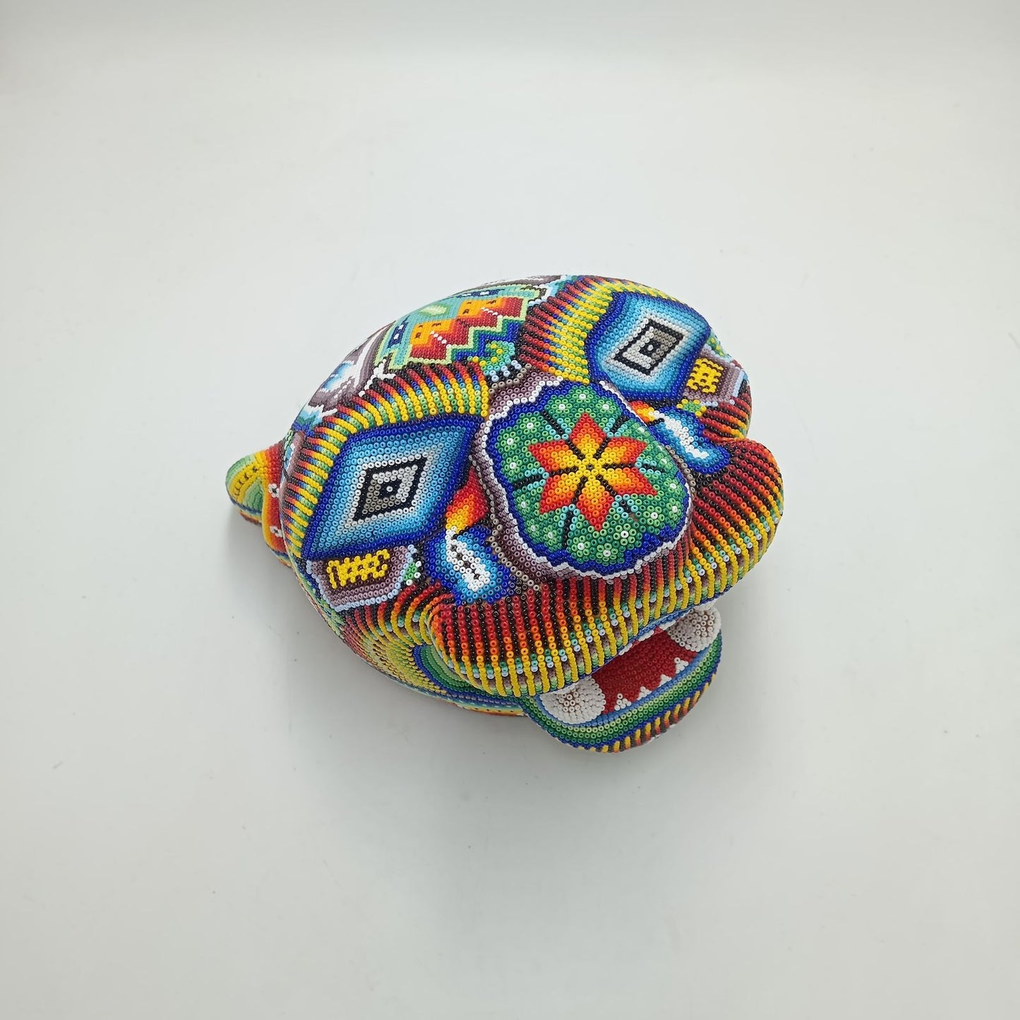 Huichol Hand Beaded Mexican Folk Art, Jaguar Head By Jesus Jimenez PP7828