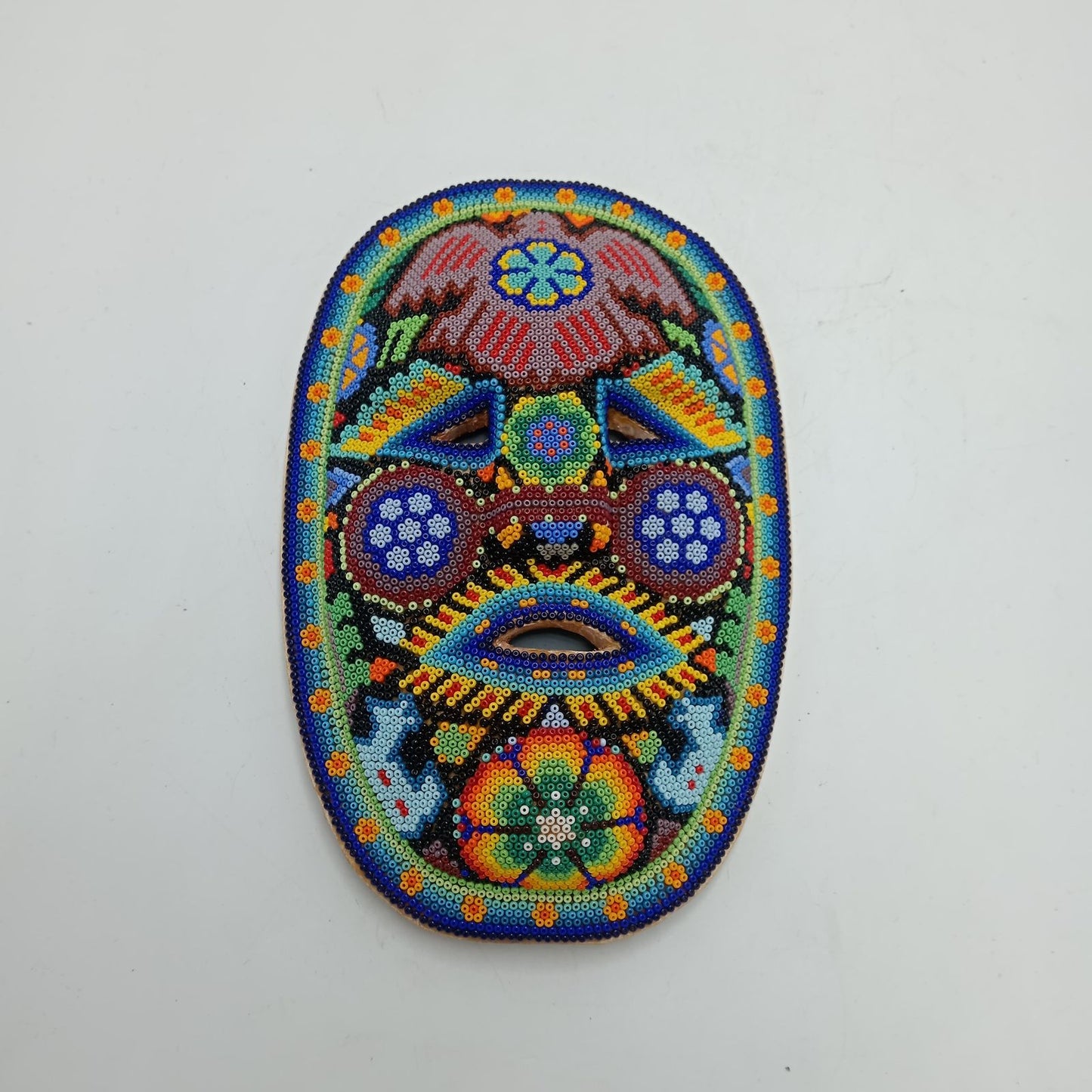 Huichol Hand Beaded Mexican Folk Art, Mask By Jesus Jimenez PP7819