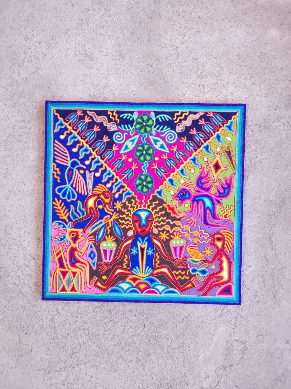 Huichol Yarn Painting Mexican Folk Art By Luciana Benitez PP7896