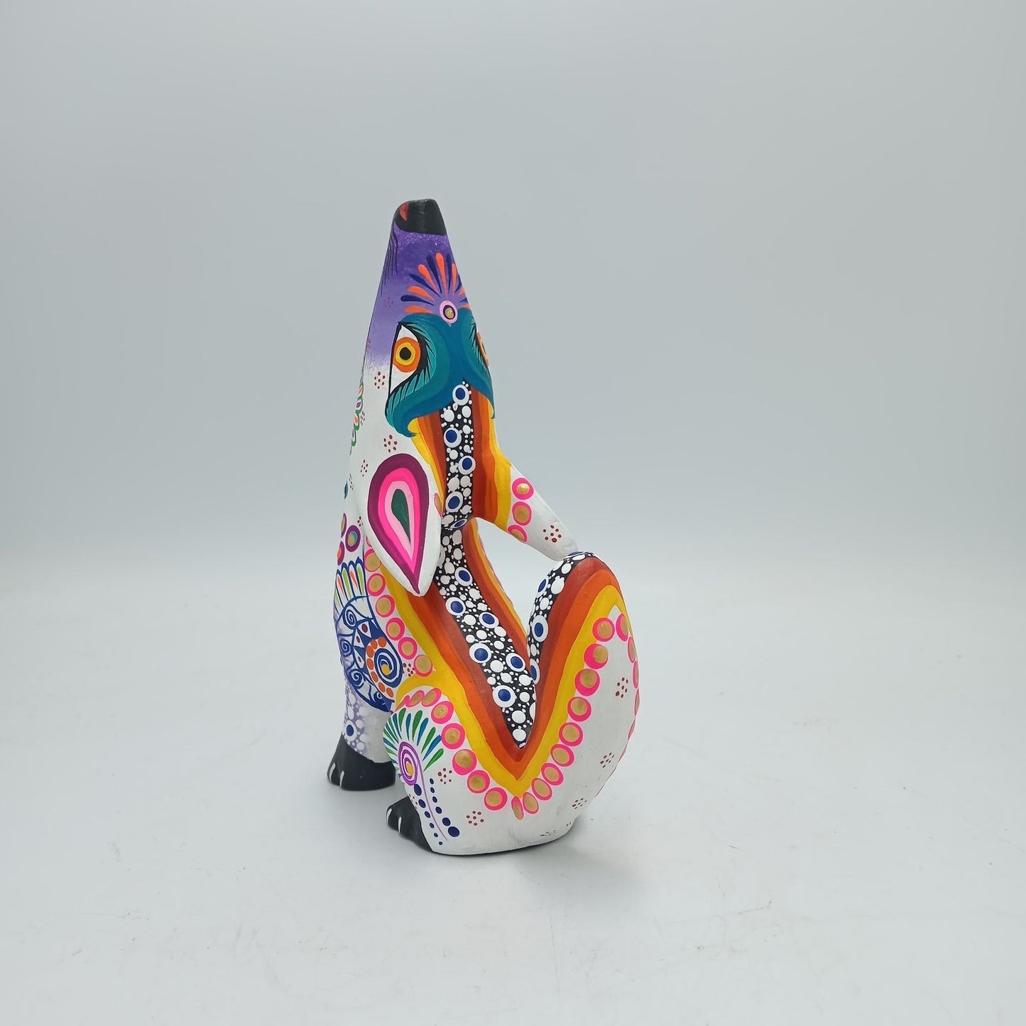 Oaxacan Wood Carving Mexican Folk Art Hand Made, Coyote By Cesar Melchor Ojeda PP7871