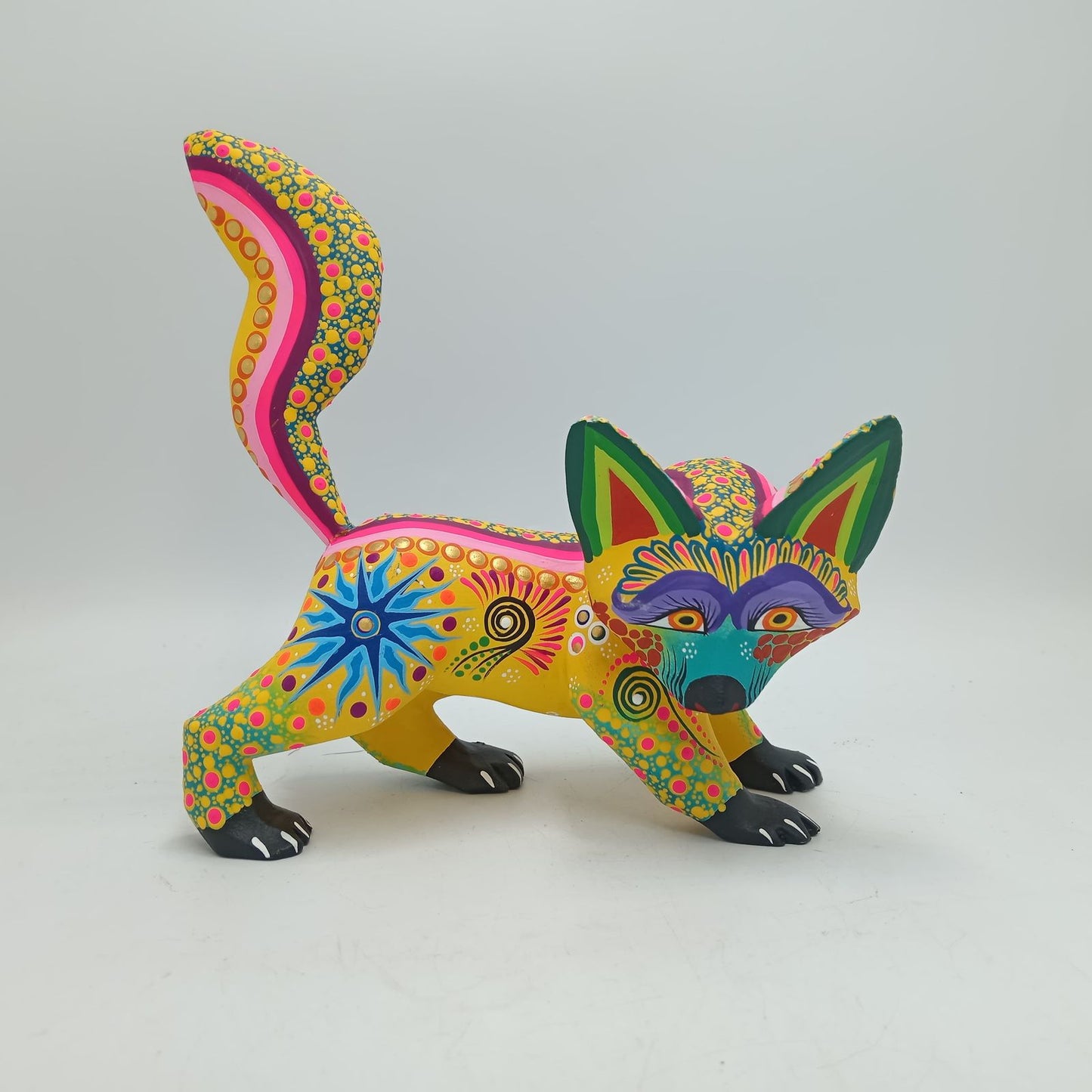 Oaxacan Wood Carving Mexican Folk Art Hand Made, Wolf By Cesar Melchor Ojeda PP7875