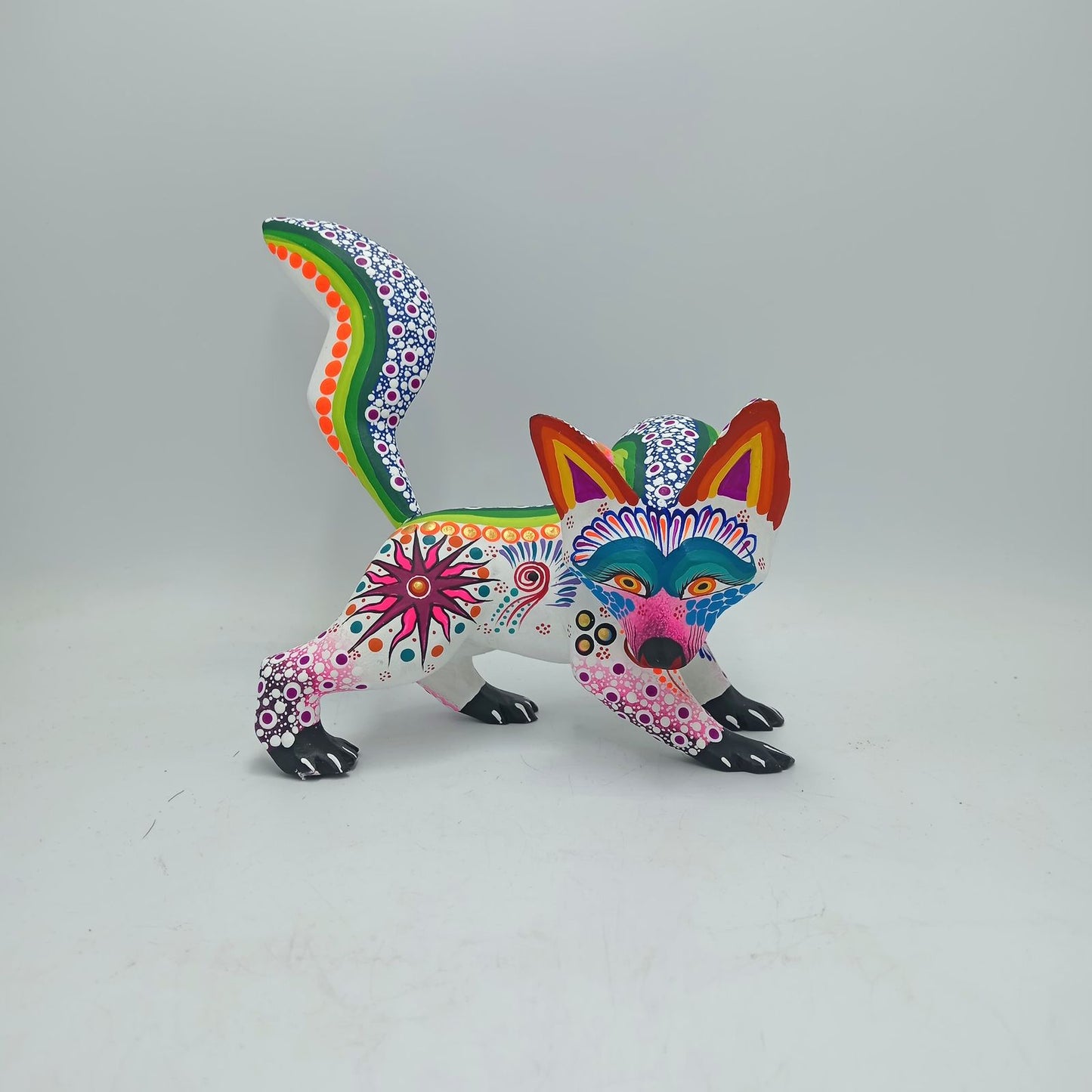 Oaxacan Wood Carving Mexican Folk Art Hand Made, Wolf By Cesar Melchor Ojeda PP7876