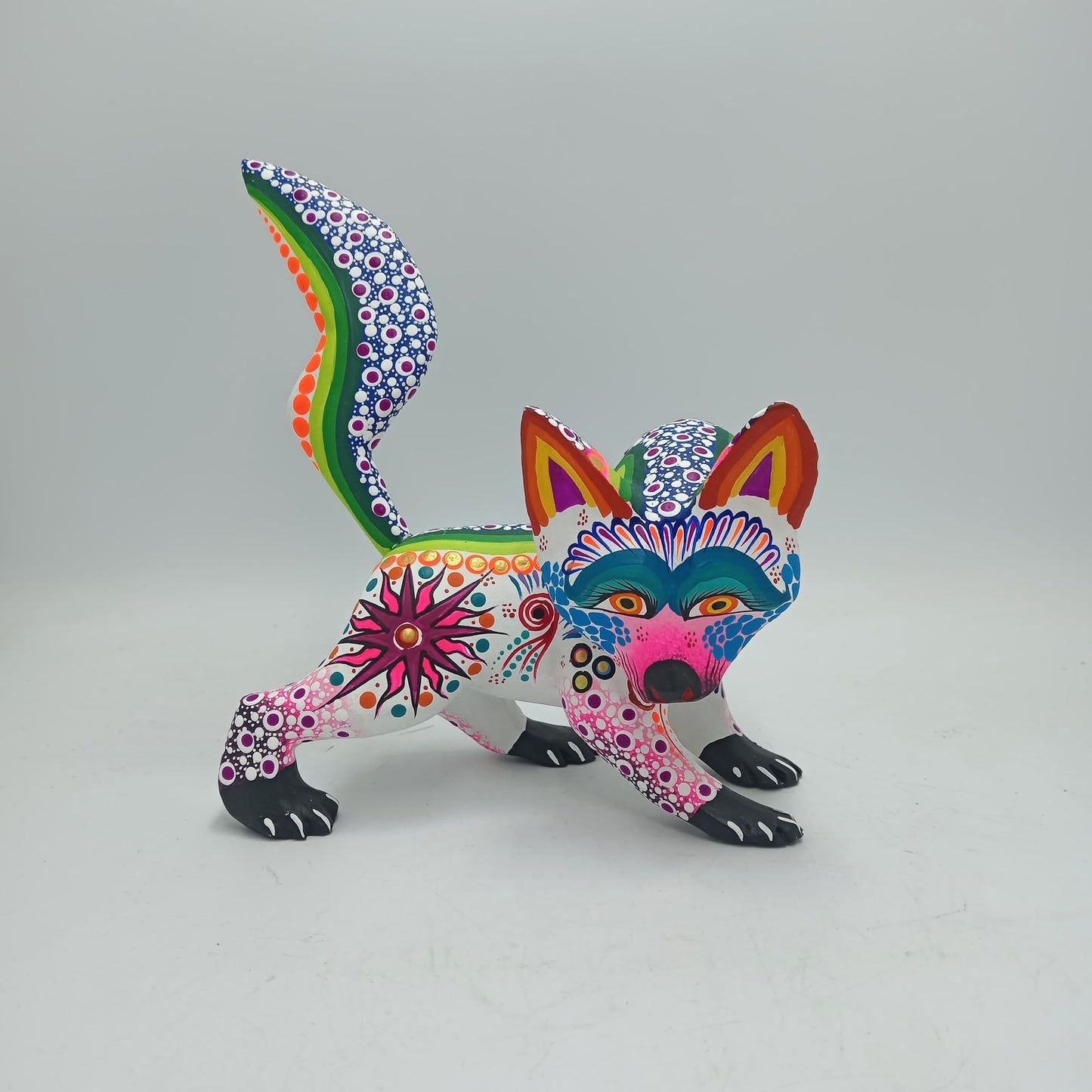 Oaxacan Wood Carving Mexican Folk Art Hand Made, Wolf By Cesar Melchor Ojeda PP7878