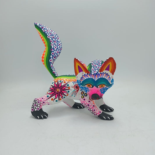 Oaxacan Wood Carving Mexican Folk Art Hand Made, Wolf By Cesar Melchor Ojeda PP7878