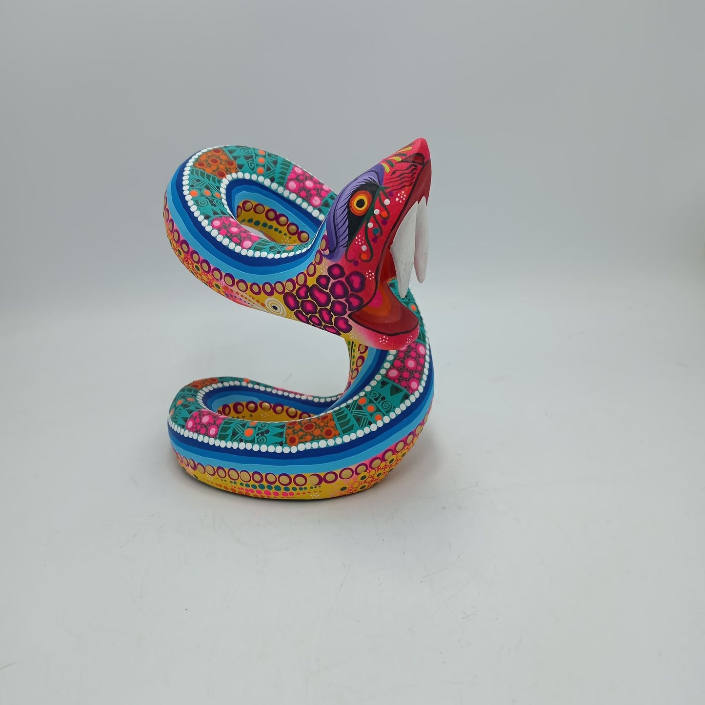 Oaxacan Wood Carving Mexican Folk Art Hand Made, Snake By Cesar Melchor Ojeda PP7883