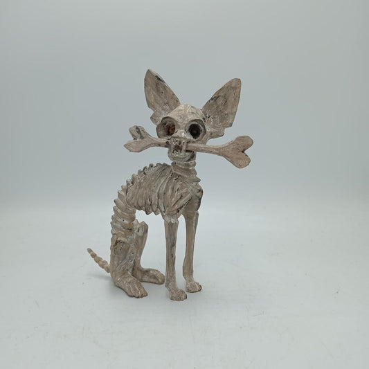 Beutiful Oaxacan Wood Carving Skeleton Dog, By Alejandrino Fuentes PP7924