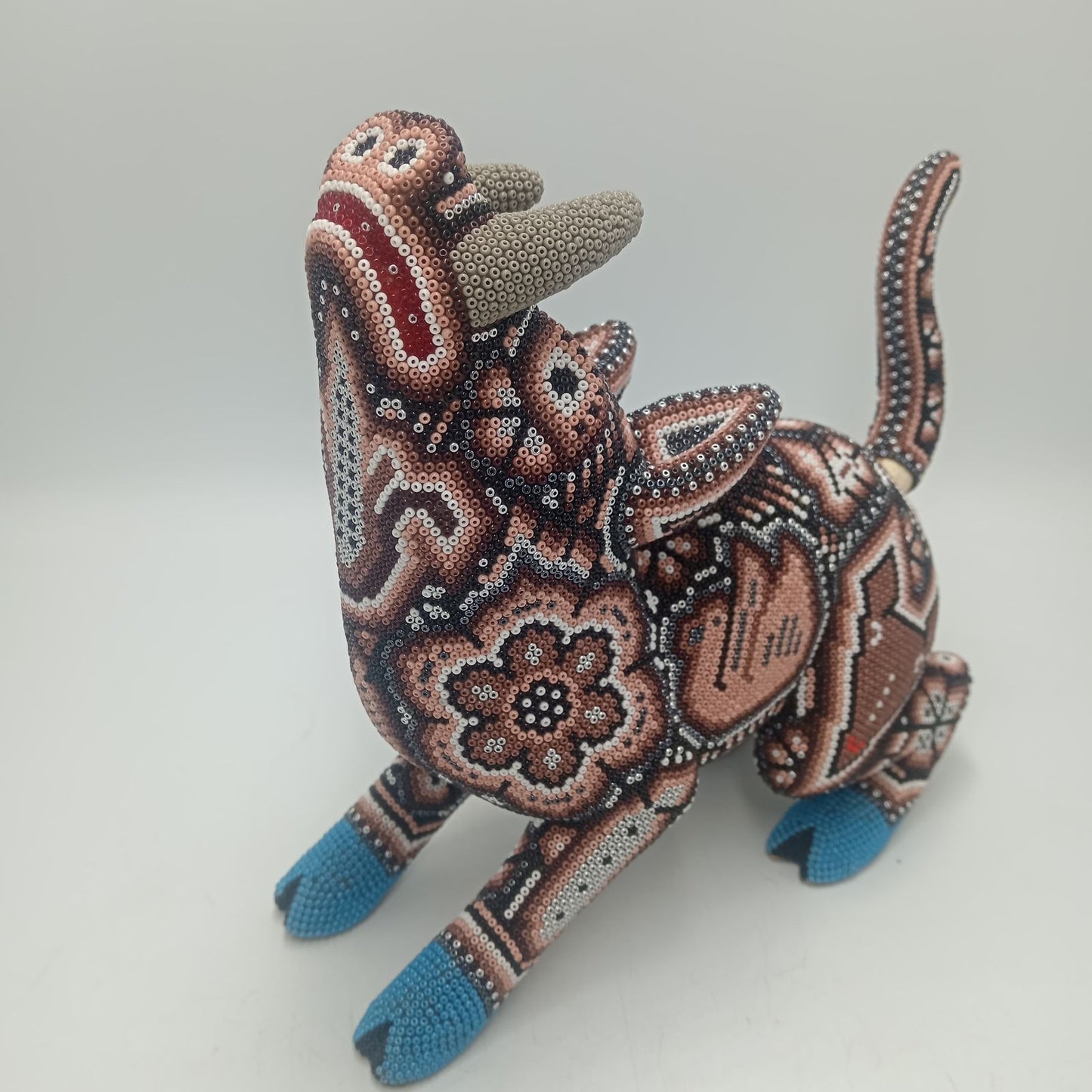 Mexican Huichol Hand Beaded Art, Wild Boar By Isandro Villa Lopez PP7951