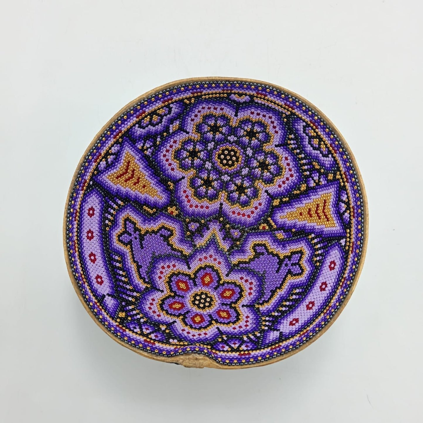 Huichol Hand Beaded Gourd Bowl By Isandro Villa Lopez PP7955