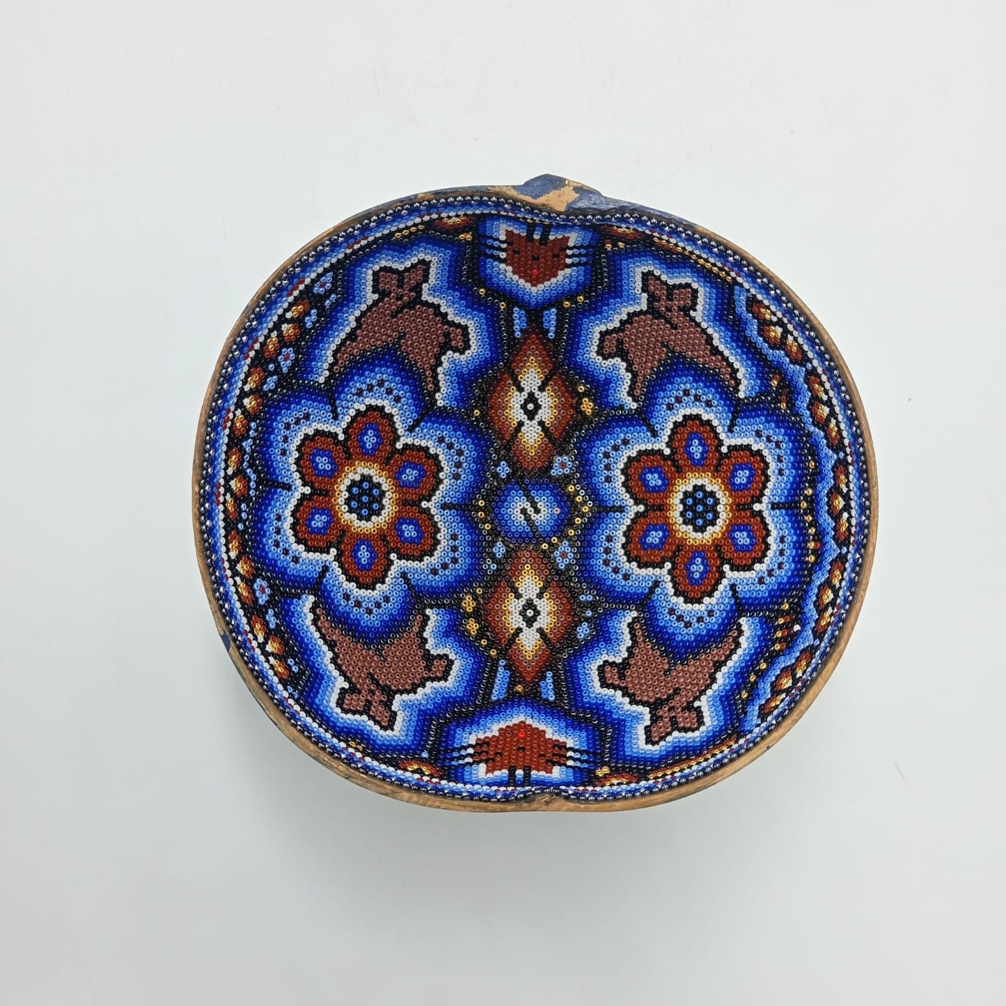 Huichol Hand Beaded Gourd Bowl By Isandro Villa Lopez PP7956