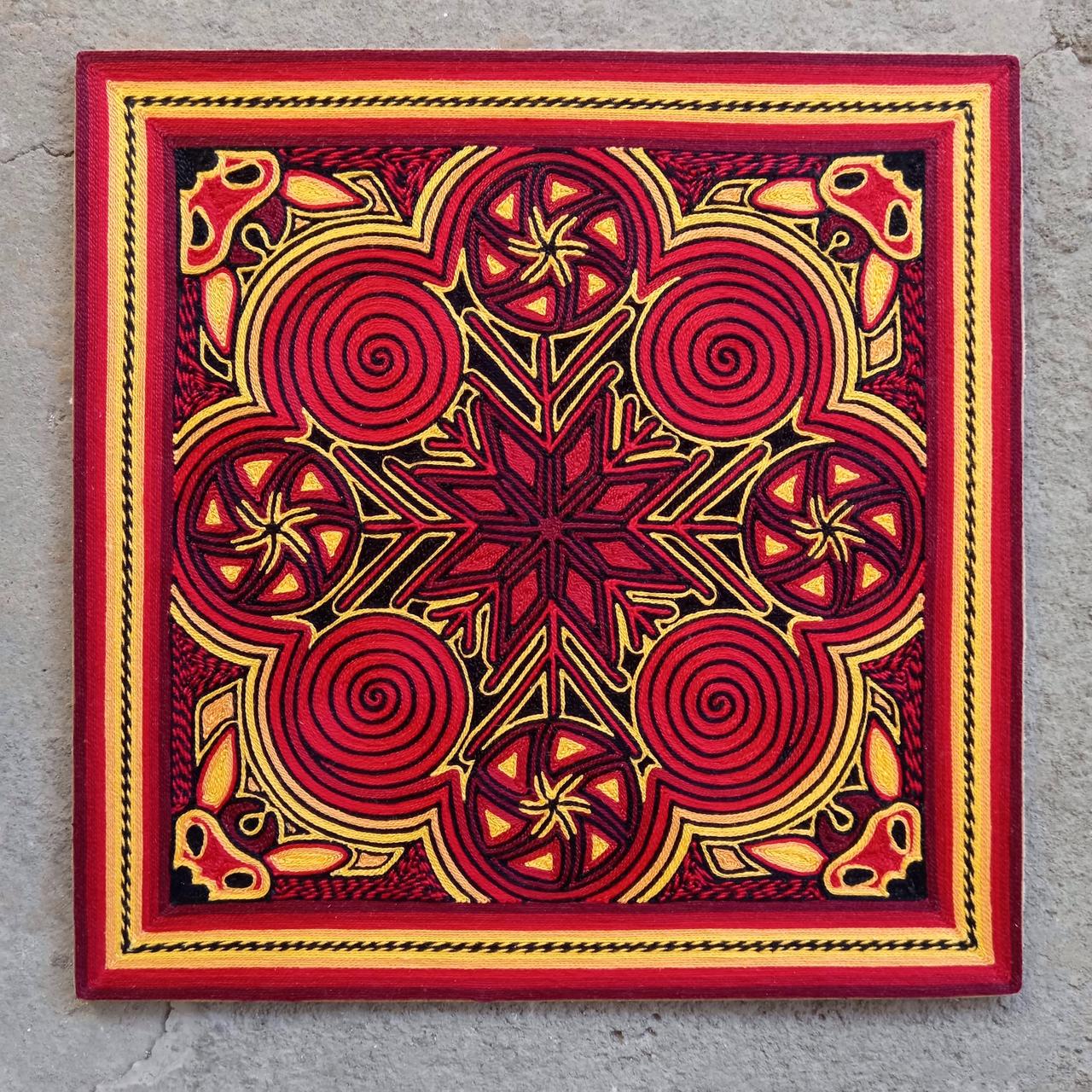 Huichol Yarn Painting Mexican Folk Art By Alfredo Meraz Reyna PP7964