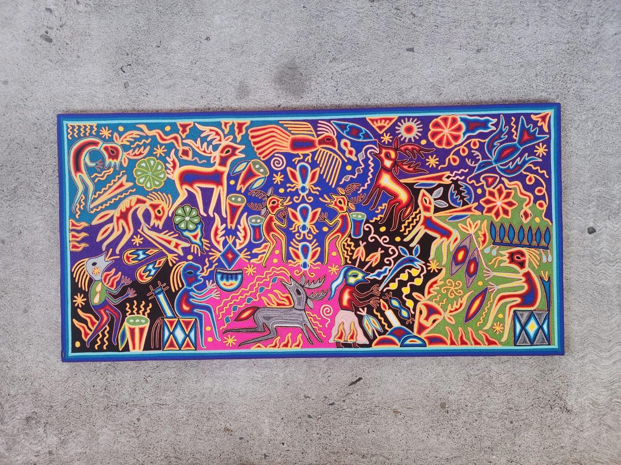 Huichol Yarn Painting Mexican Folk Art By Luciana Benitez PP7983