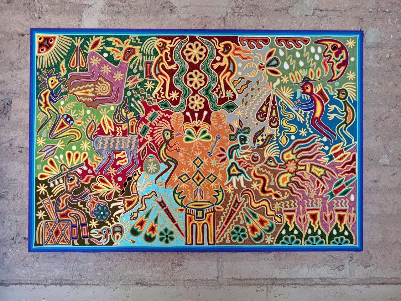 Huichol Yarn Painting Mexican Folk Art by Hilaria Chavez Carrillo PP7997