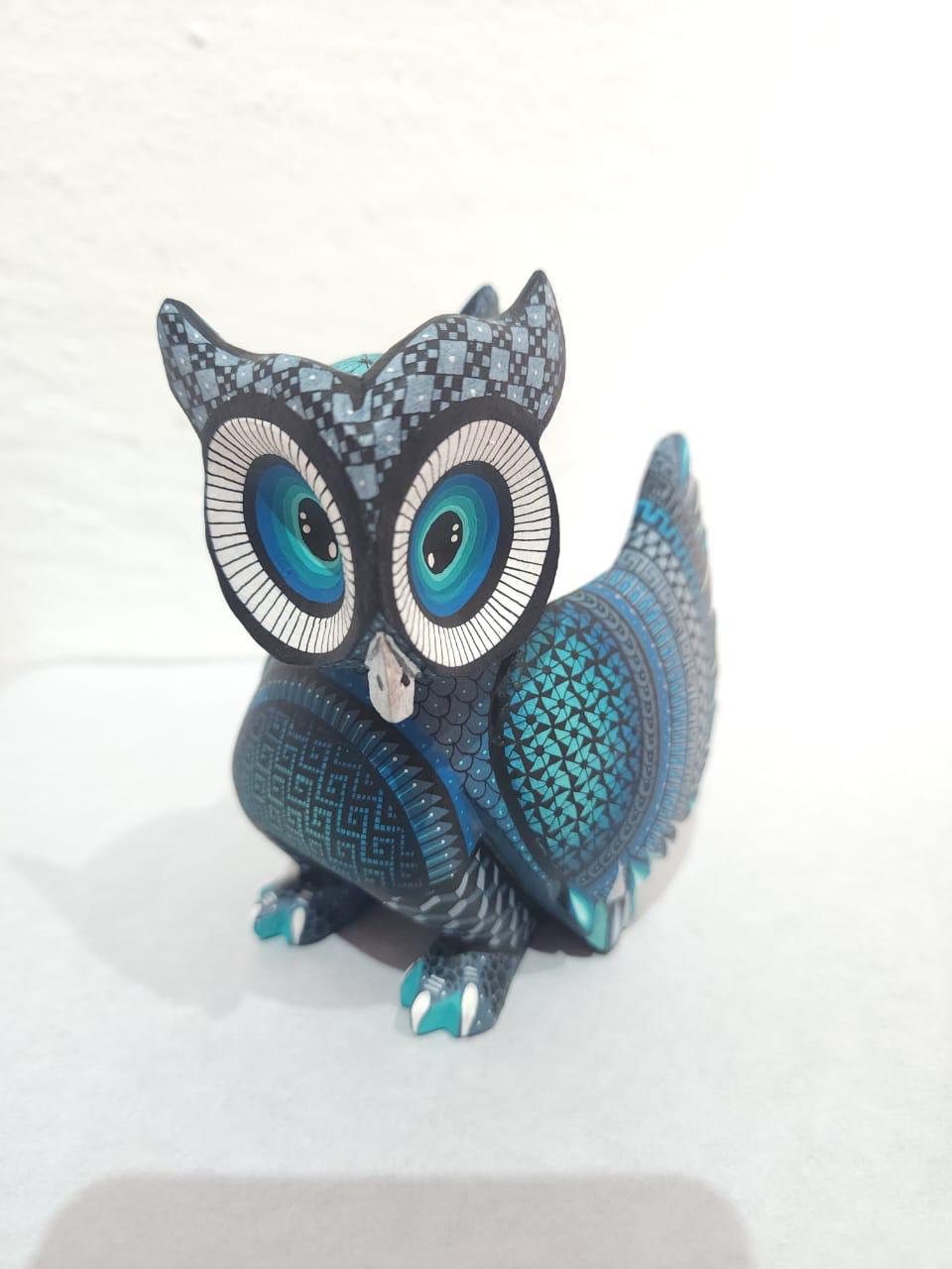 Mexican Folk Art Oaxacan Wood Carving Owl By Ivan Fuentes PP7999