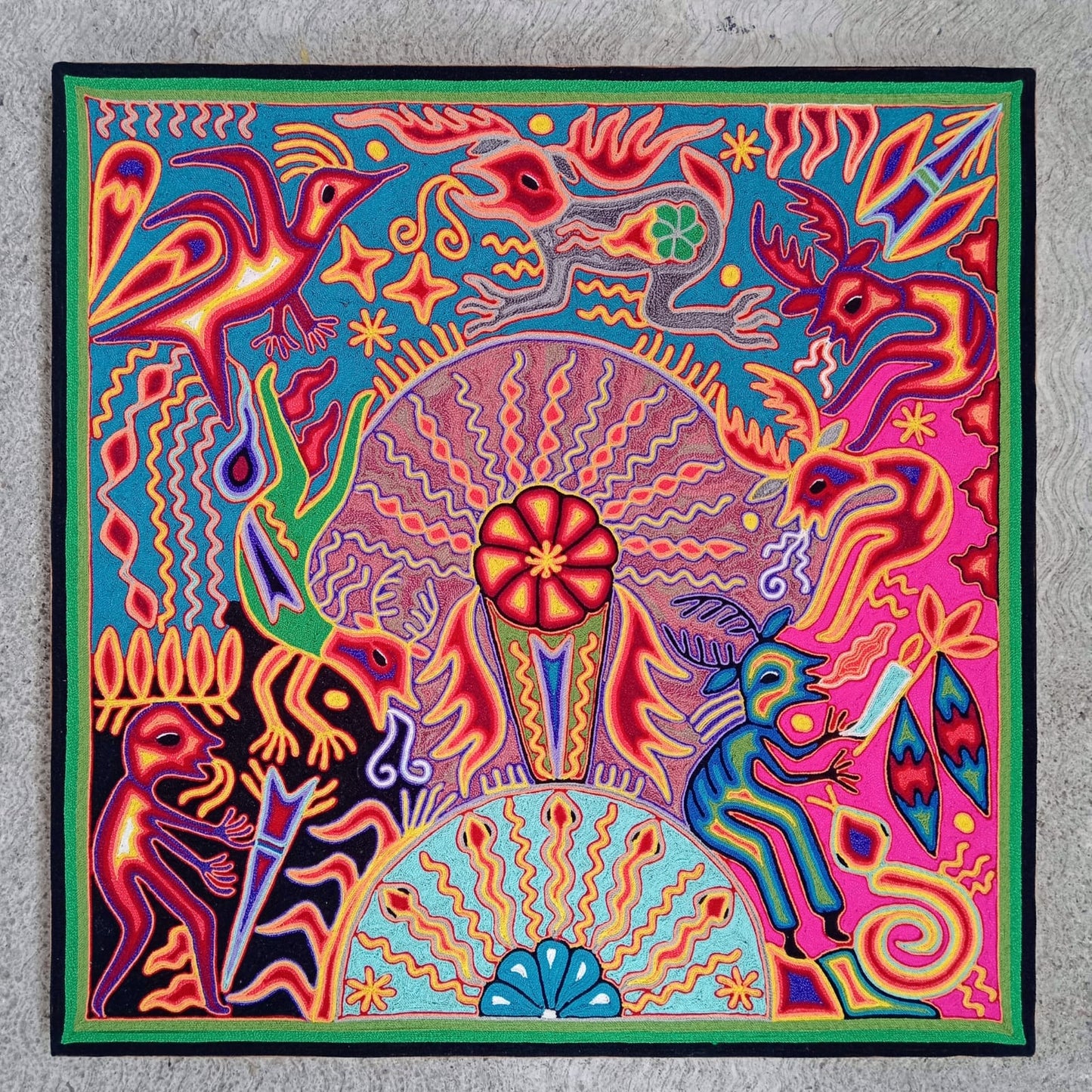 Huichol Yarn Painting Mexican Folk Art By Luciana Benitez PP8010
