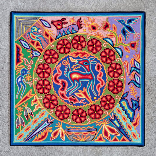 Huichol Yarn Painting Mexican Folk Art By Luciana Benitez PP8011