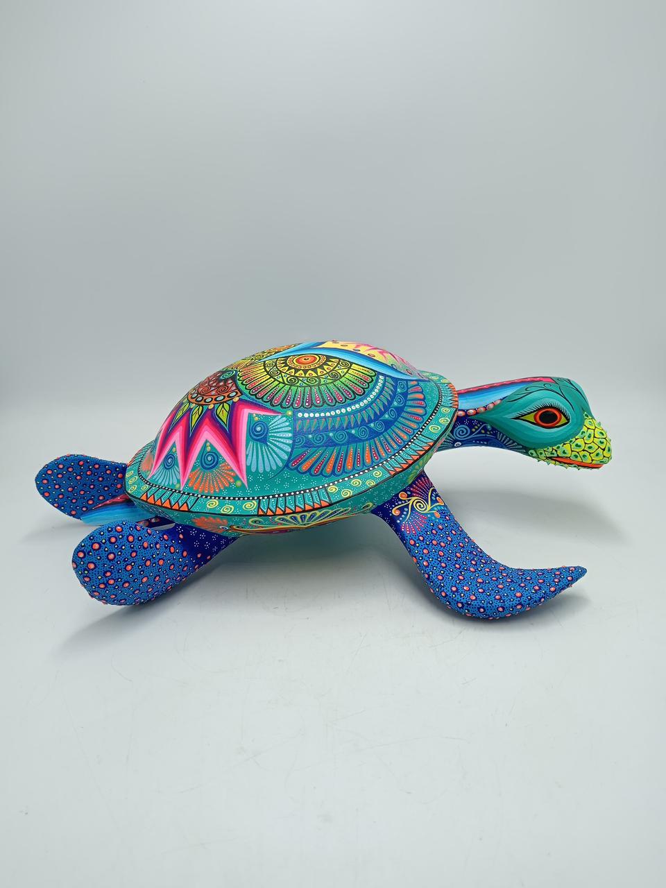 Mexican Folk Art Oaxacan Wood Carving Alebrije Hand Made, Turtle By Luis Sosa PP8036