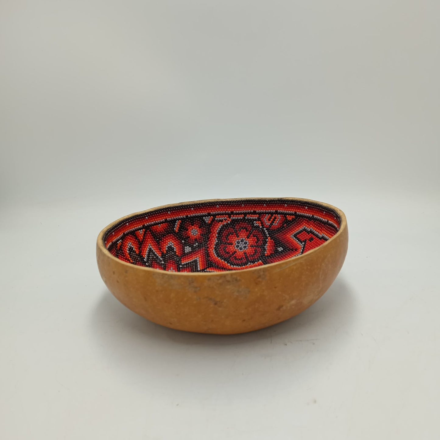 Huichol Hand Beaded Gourd Bowl By Isandro Villa Lopez PP8179