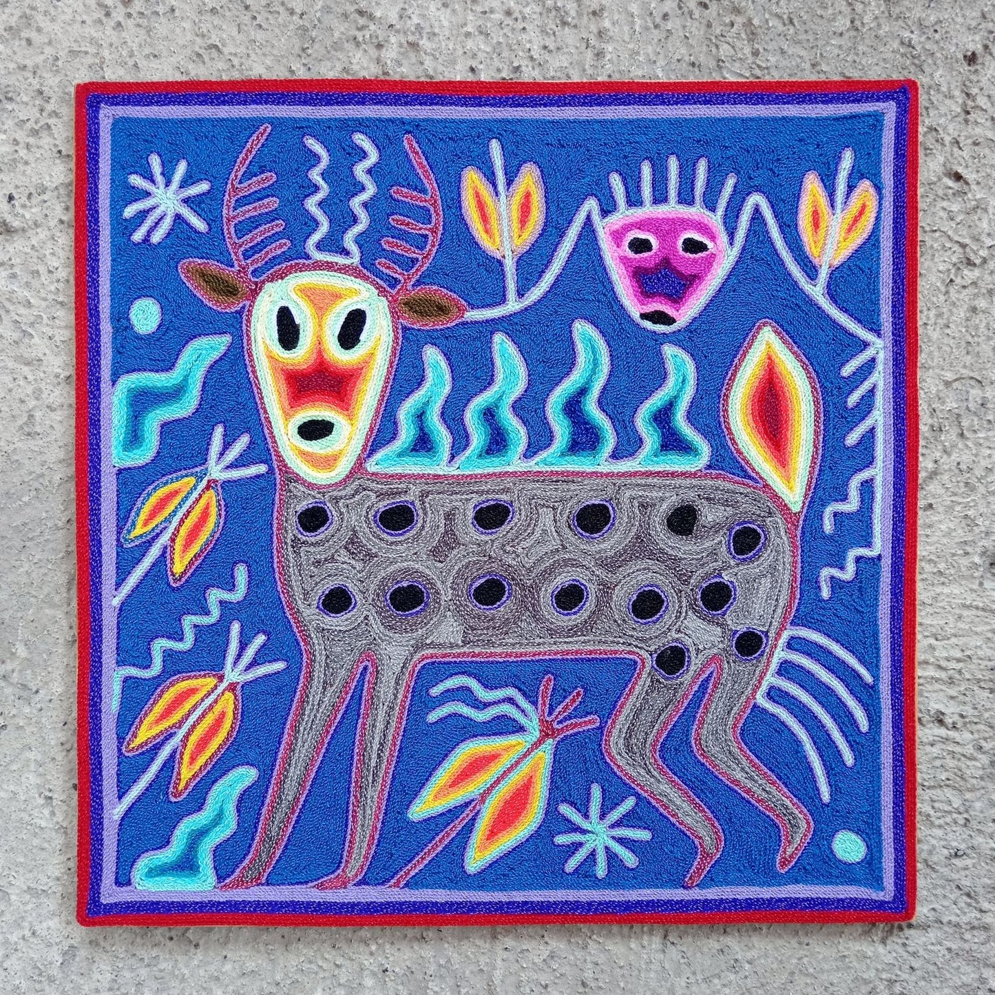 Huichol Yarn Painting Mexican Folk Art by Hilaria Chavez Carrillo PP8212