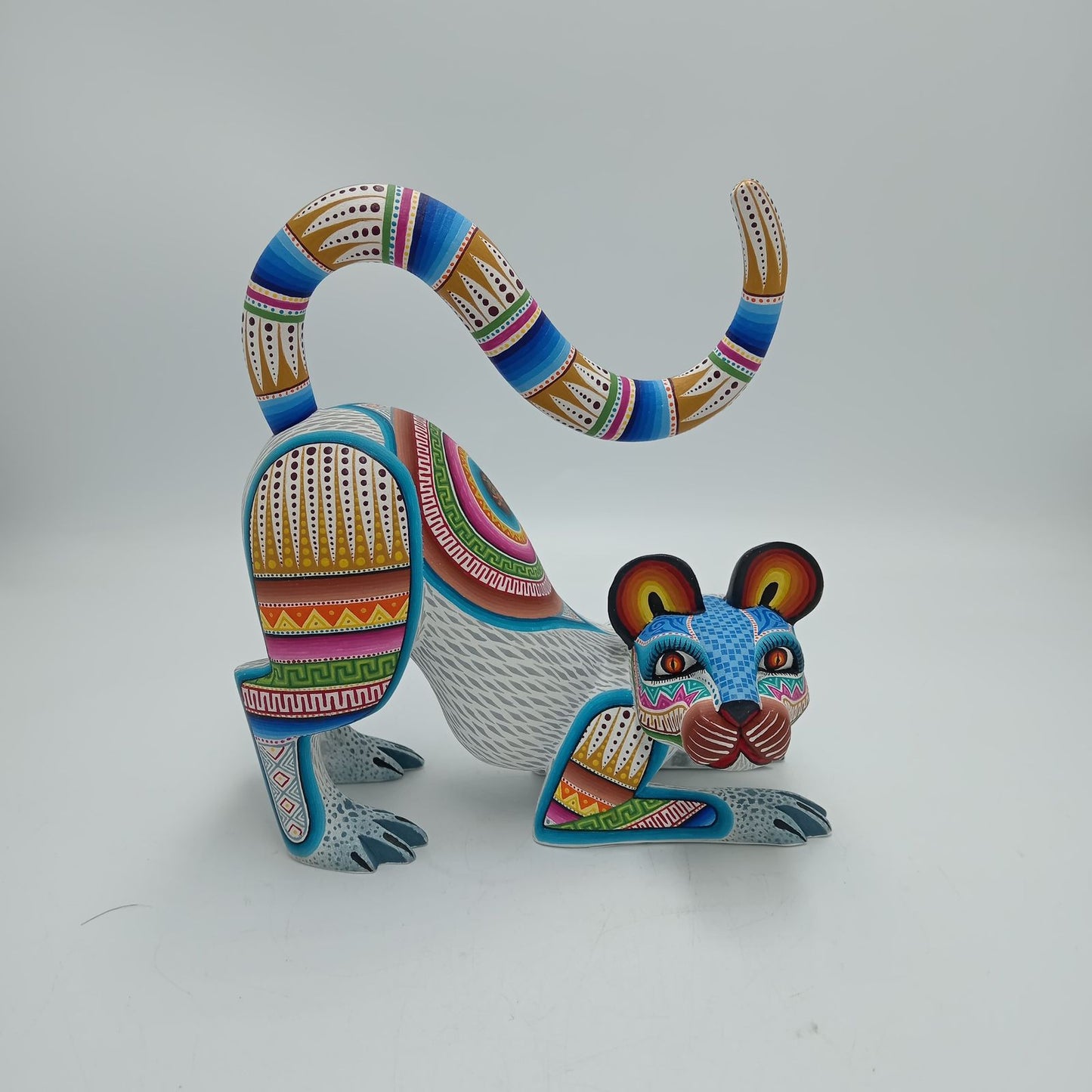 Mexican Oaxacan Wood Carving Cat By Julia Fuentes PP8217