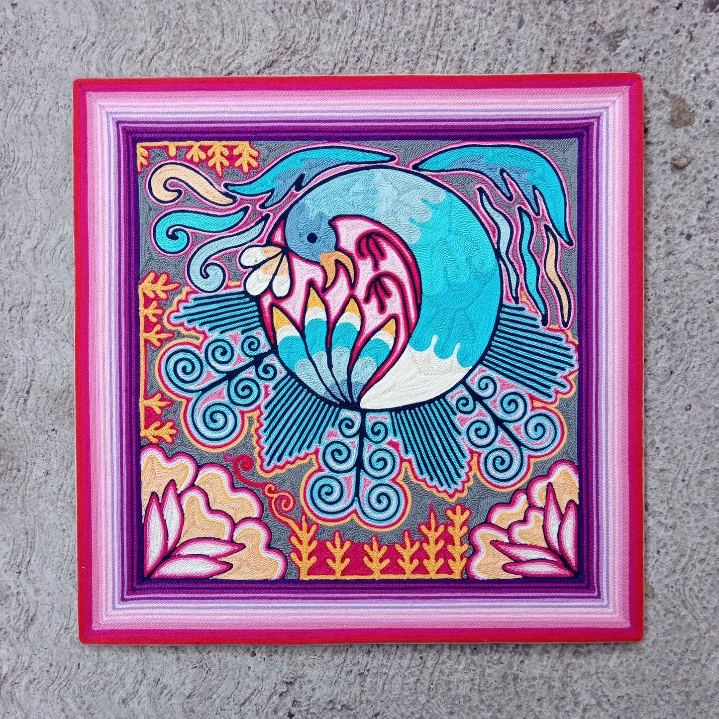 Huichol Yarn Painting Mexican Folk Art By Alfredo Meraz Reyna PP8224