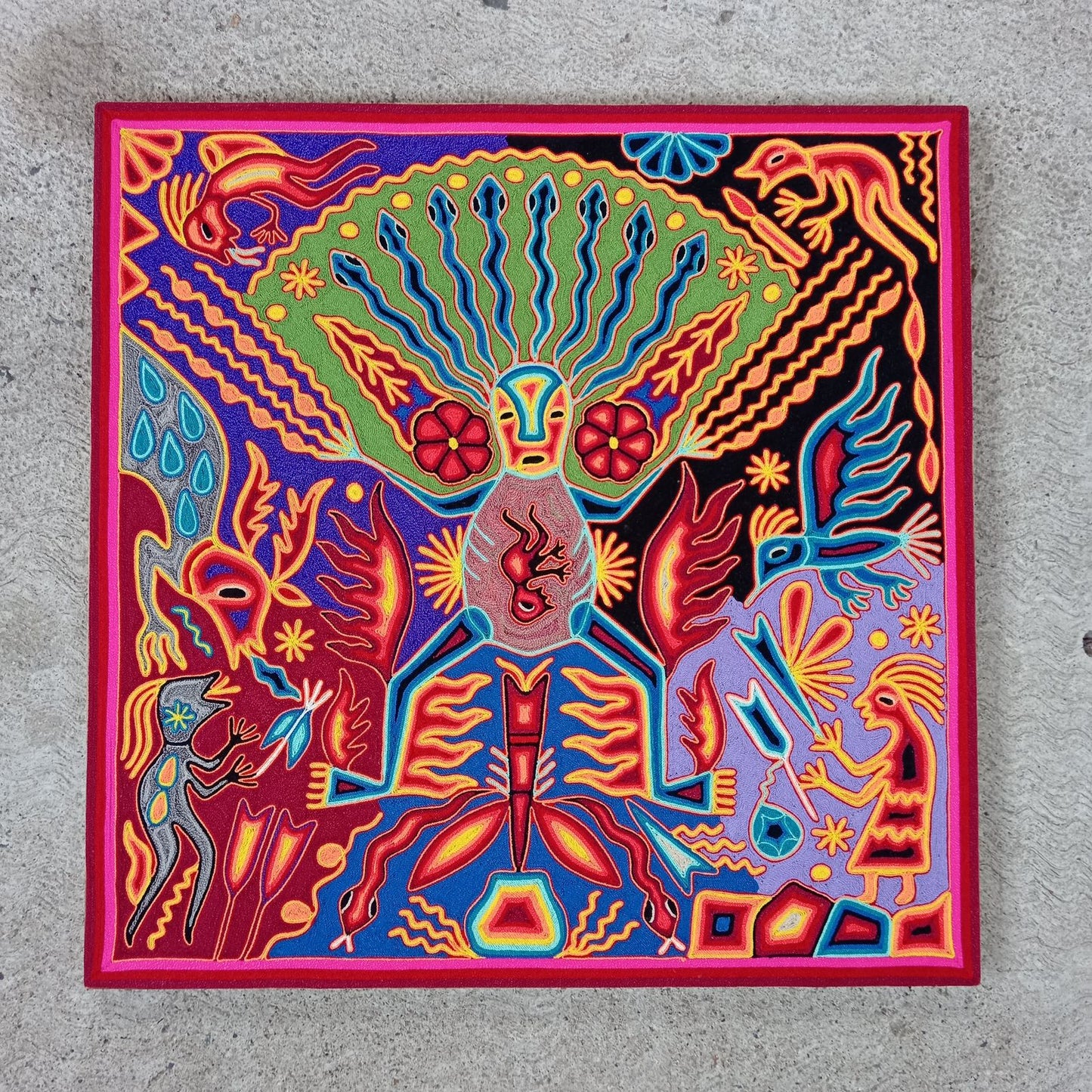 Huichol Yarn Painting Mexican Folk Art By Luciana Benitez PP8253