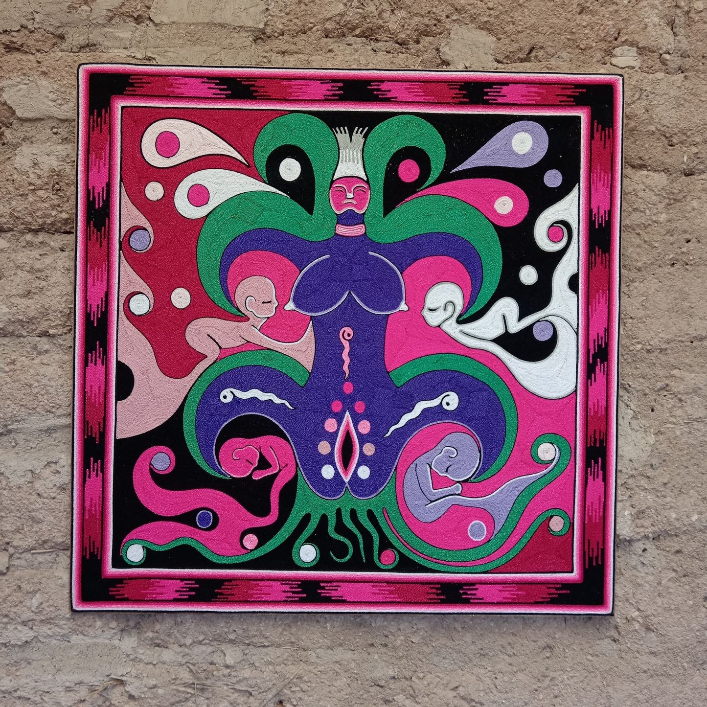 Huichol Mexican Folk Art Yarn Painting by Neikame PP8278