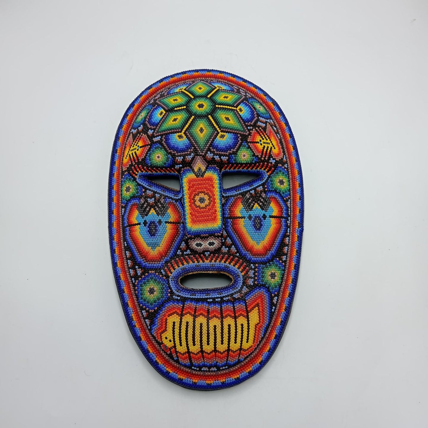 Mexican Huichol Hand Beaded Mask By Octaviano Villa Lopez PP8281
