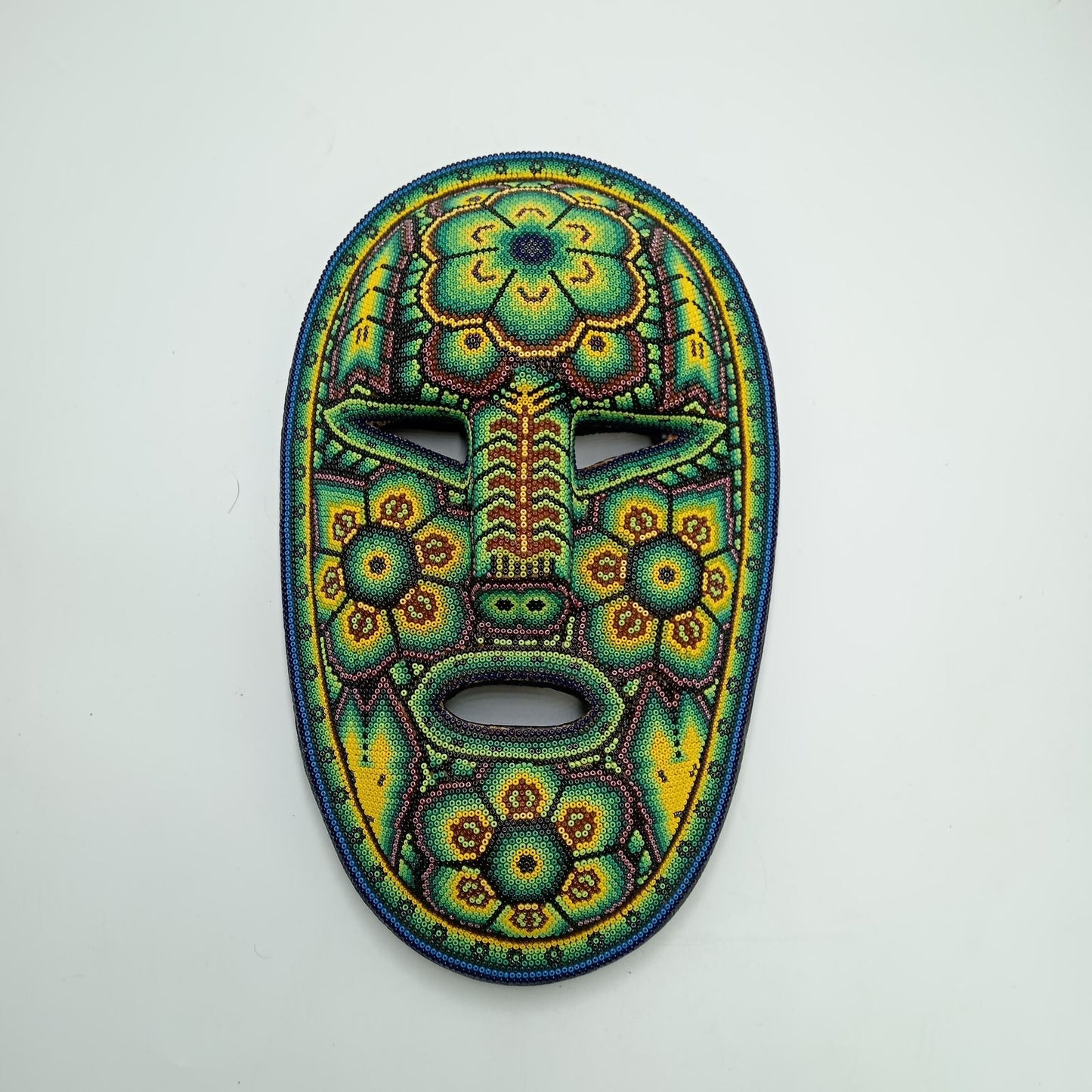 Mexican Huichol Hand Beaded Mask By Octaviano Villa Lopez PP8282