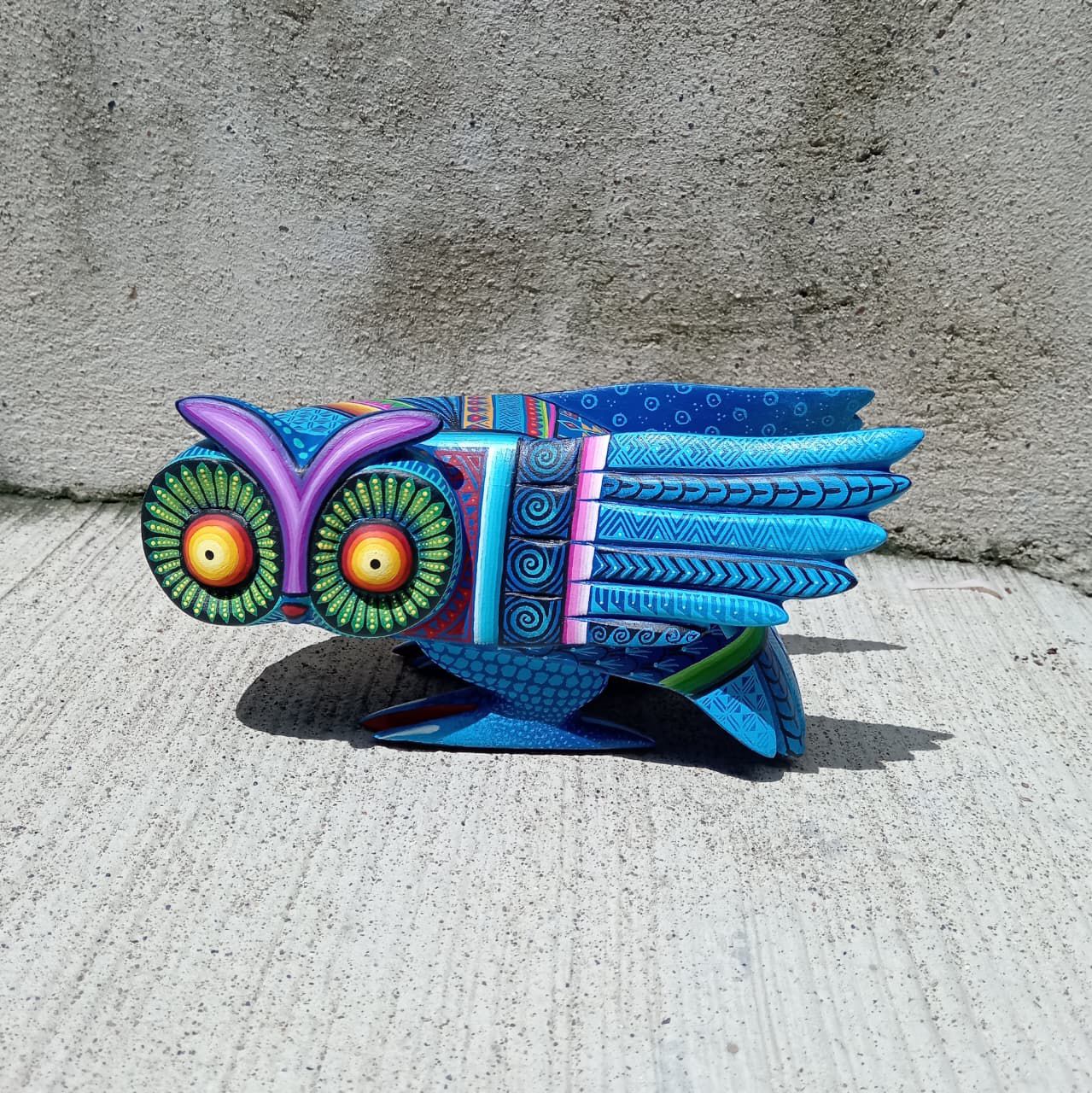 Mexican Oaxacan Wood Carving Owl By Julia Fuentes PP8330