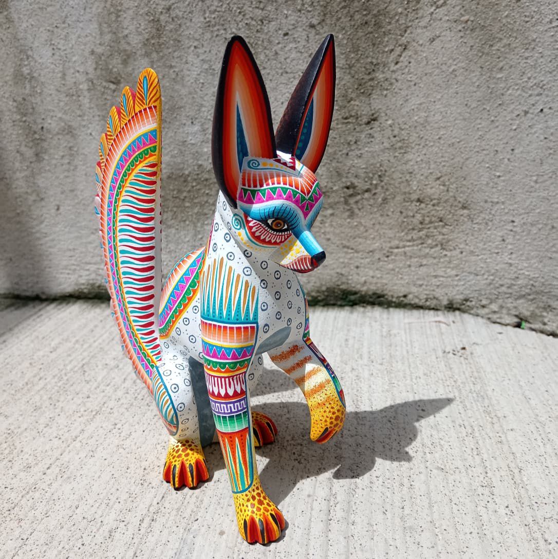 Mexican Oaxacan Wood Carving Fox By Julia Fuentes PP8332