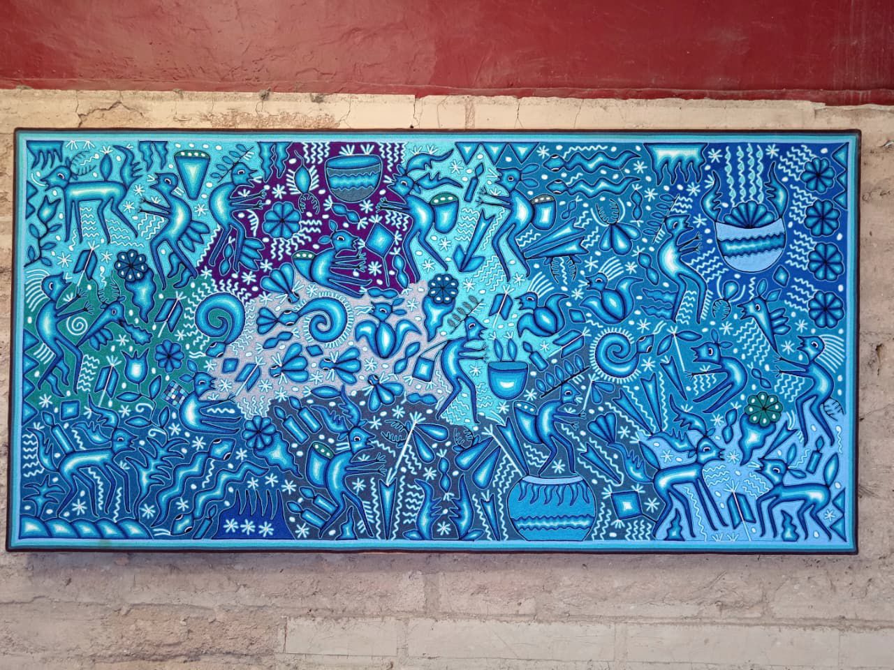 Mexican Folk Art Huichol Yarn Painting by Cooperativa Zitacua PP8338