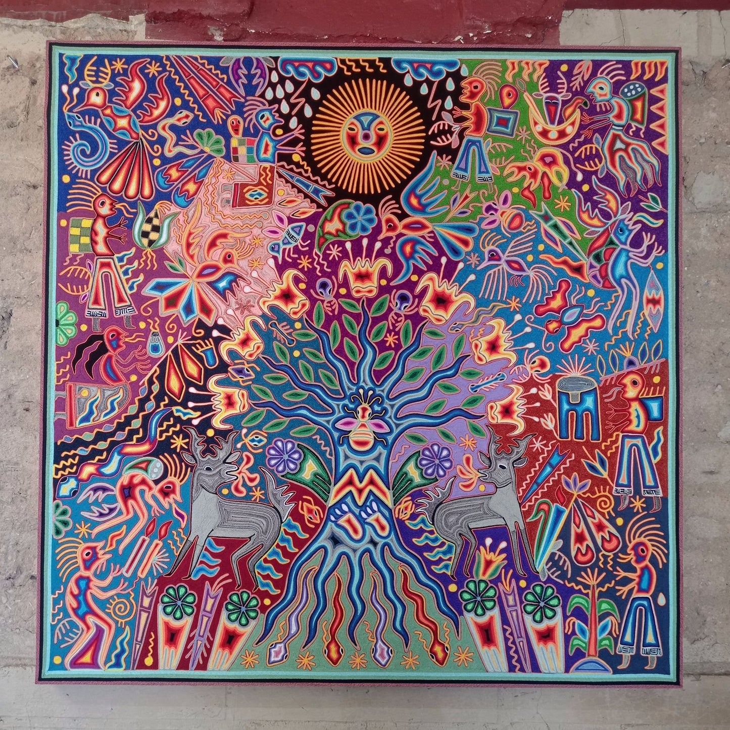 Huichol Yarn Painting Mexican Folk Art By Hilaria Chavez Carrillo PP8345