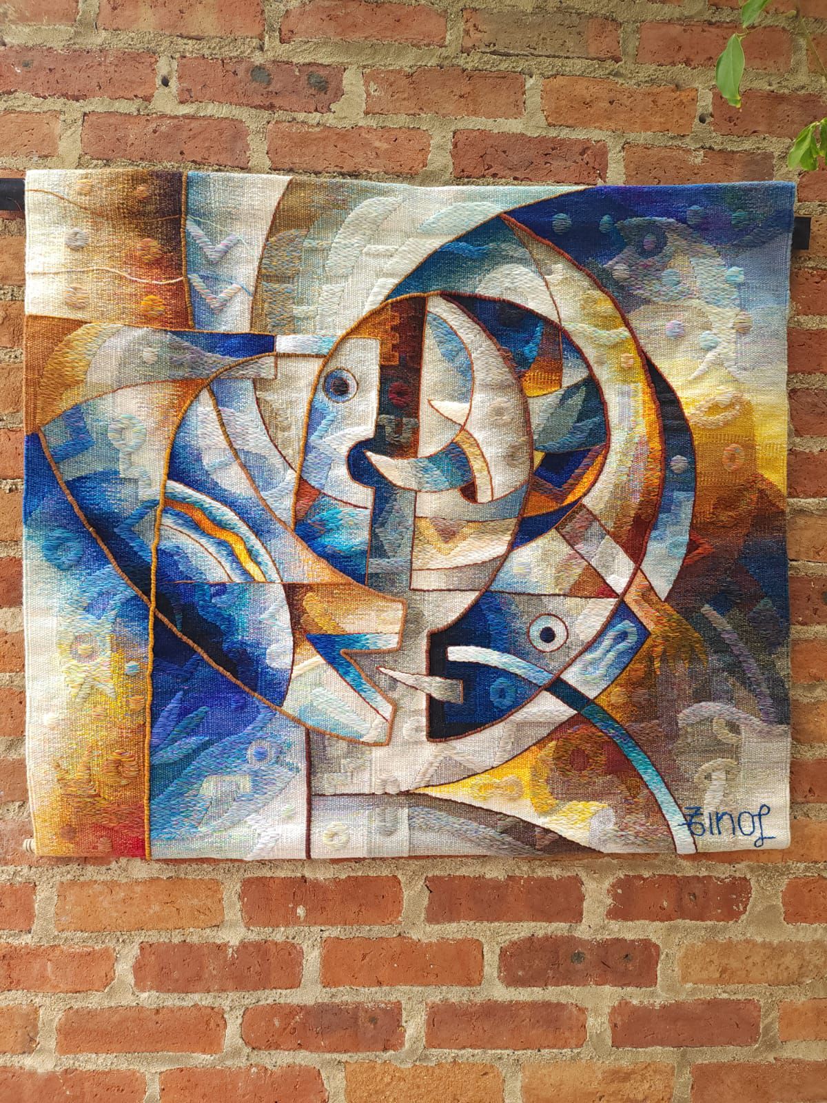 Hand Woven Alpaca Fiber Tapestry " Depth II" By Constantino Laura PP8370