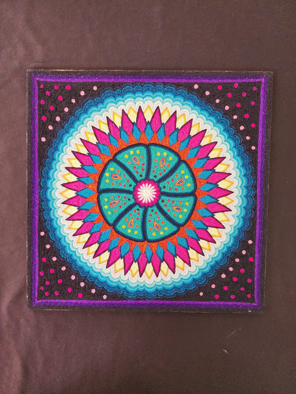 Huichol Indian Yarn Painting by Samuel Hernandez PP8379