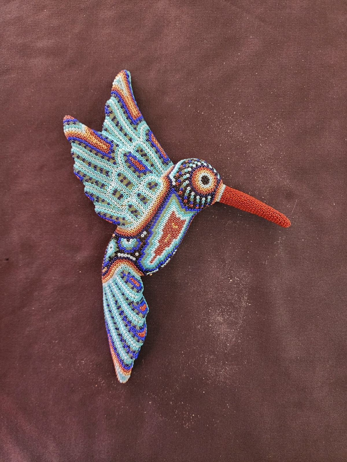 Mexican Huichol Hand Beaded Hummingbird By Isandro Villa Lopez PP8396
