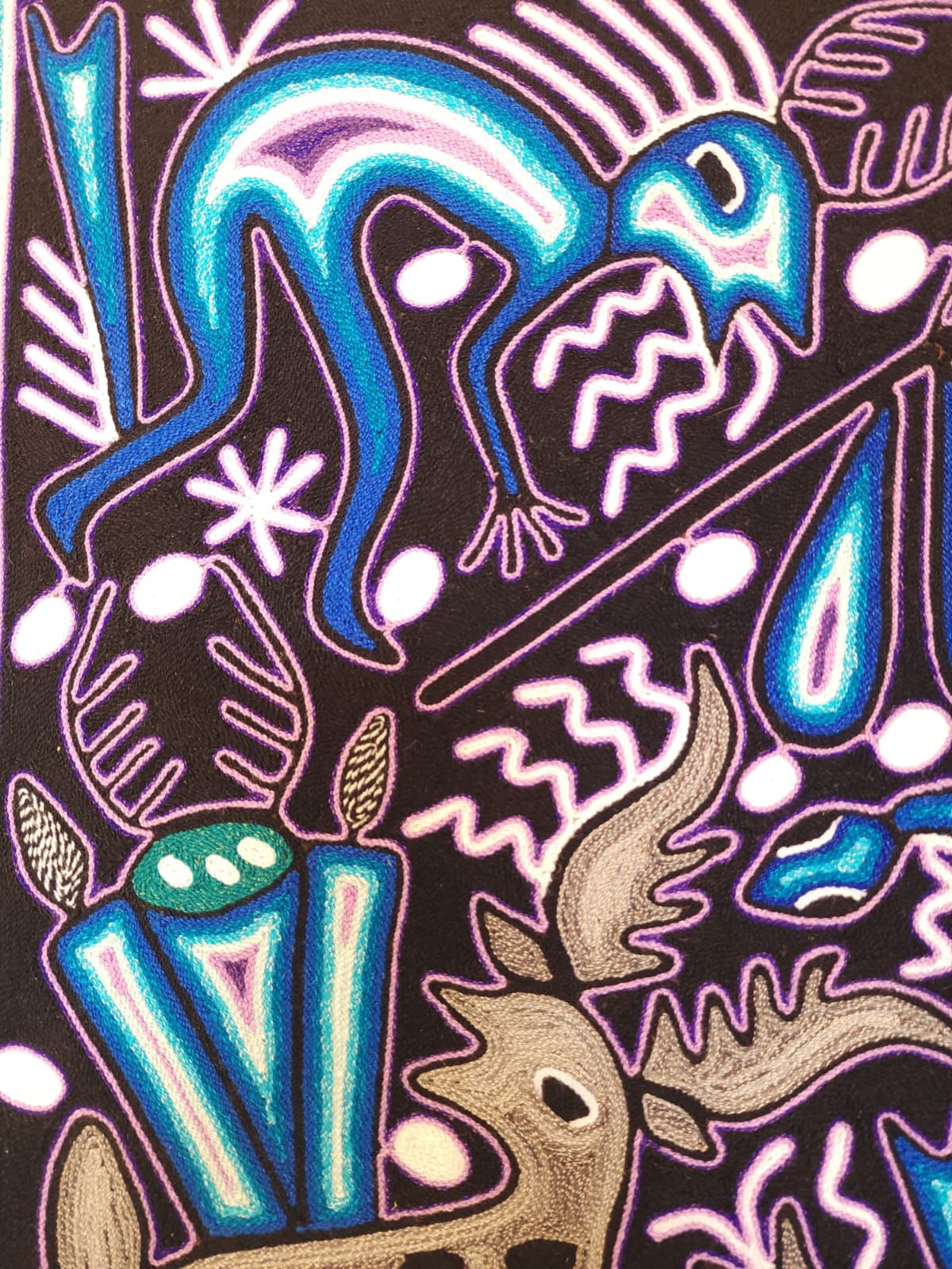 Mexican Folk Art Huichol Yarn Painting by Cooperativa Zitacua PP9207
