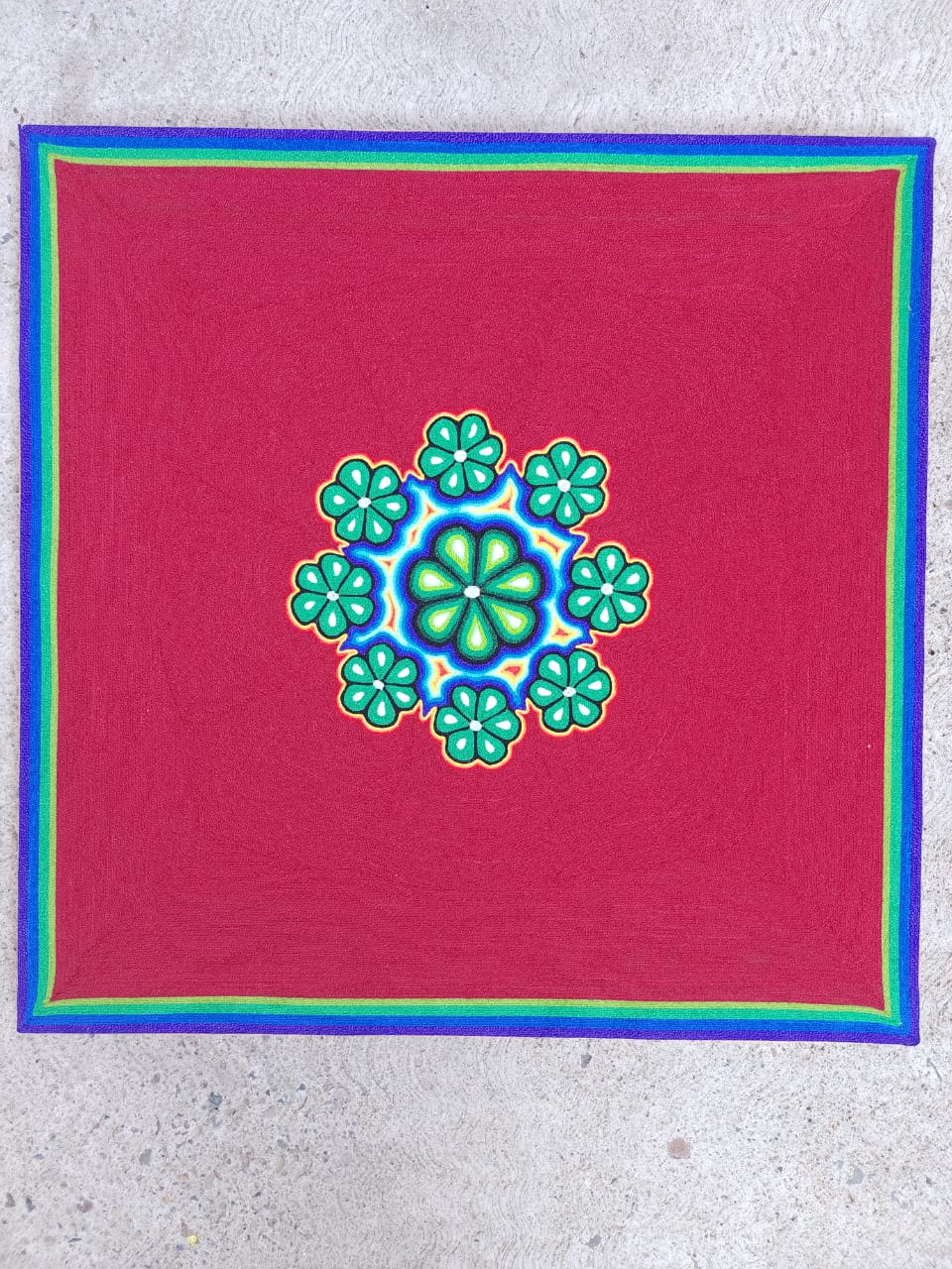 Huichol Yarn Painting Mexican Folk Art By Hilaria Chavez Carrillo PP7135
