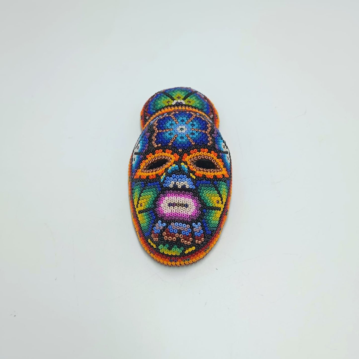 Mexican Huichol Hand Beaded Mask By Octaviano Villa Lopez PP7348