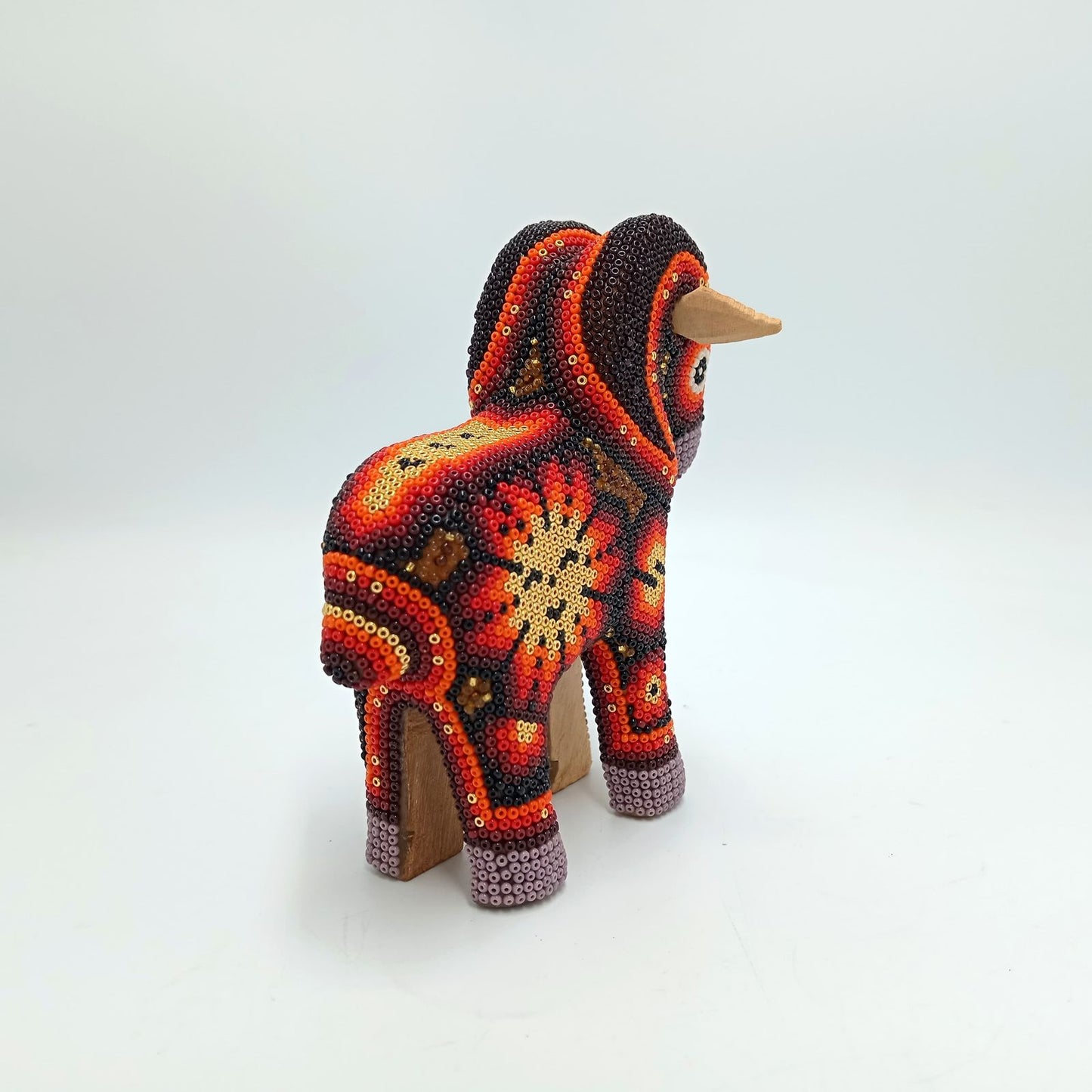 Mexican Huichol Hand Beaded Ram By Mayola Villa Lopez PP7396