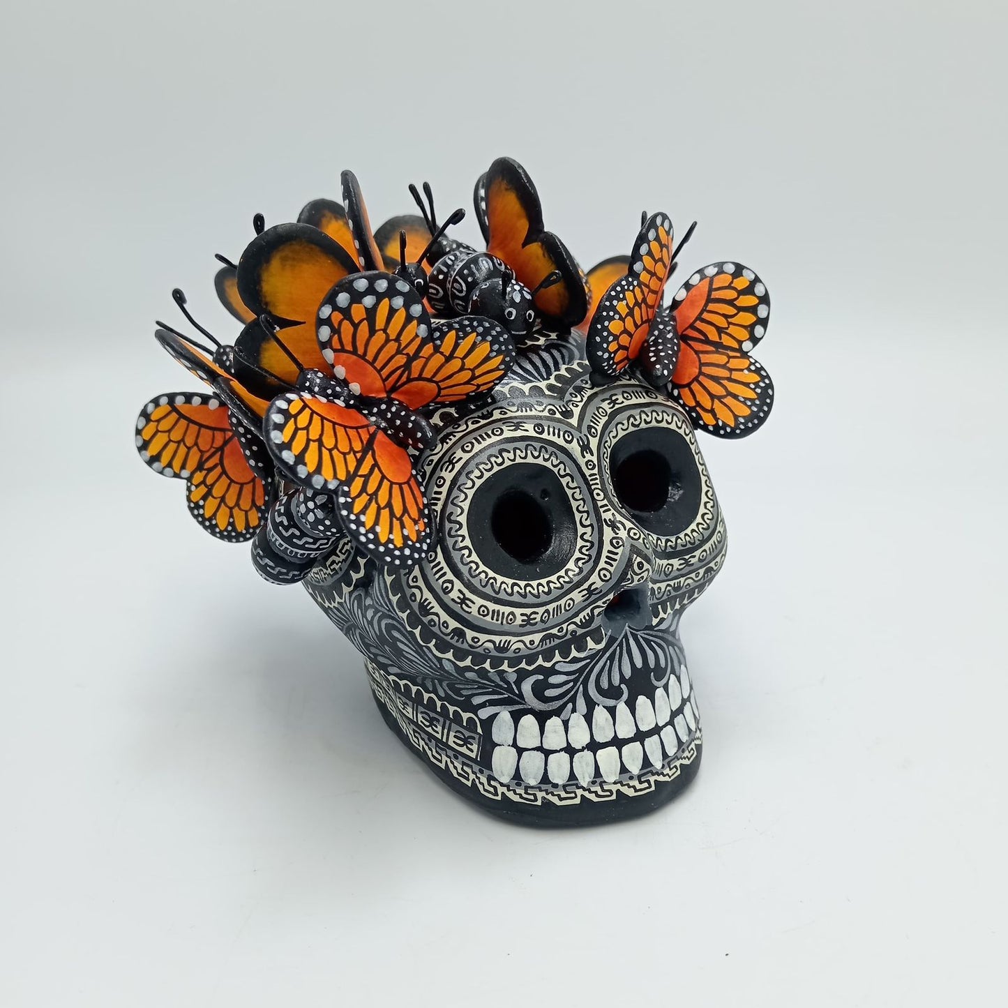 Day Of The Dead Ceramics Monarcas Human Skull By Alfonso Castillo PP7427